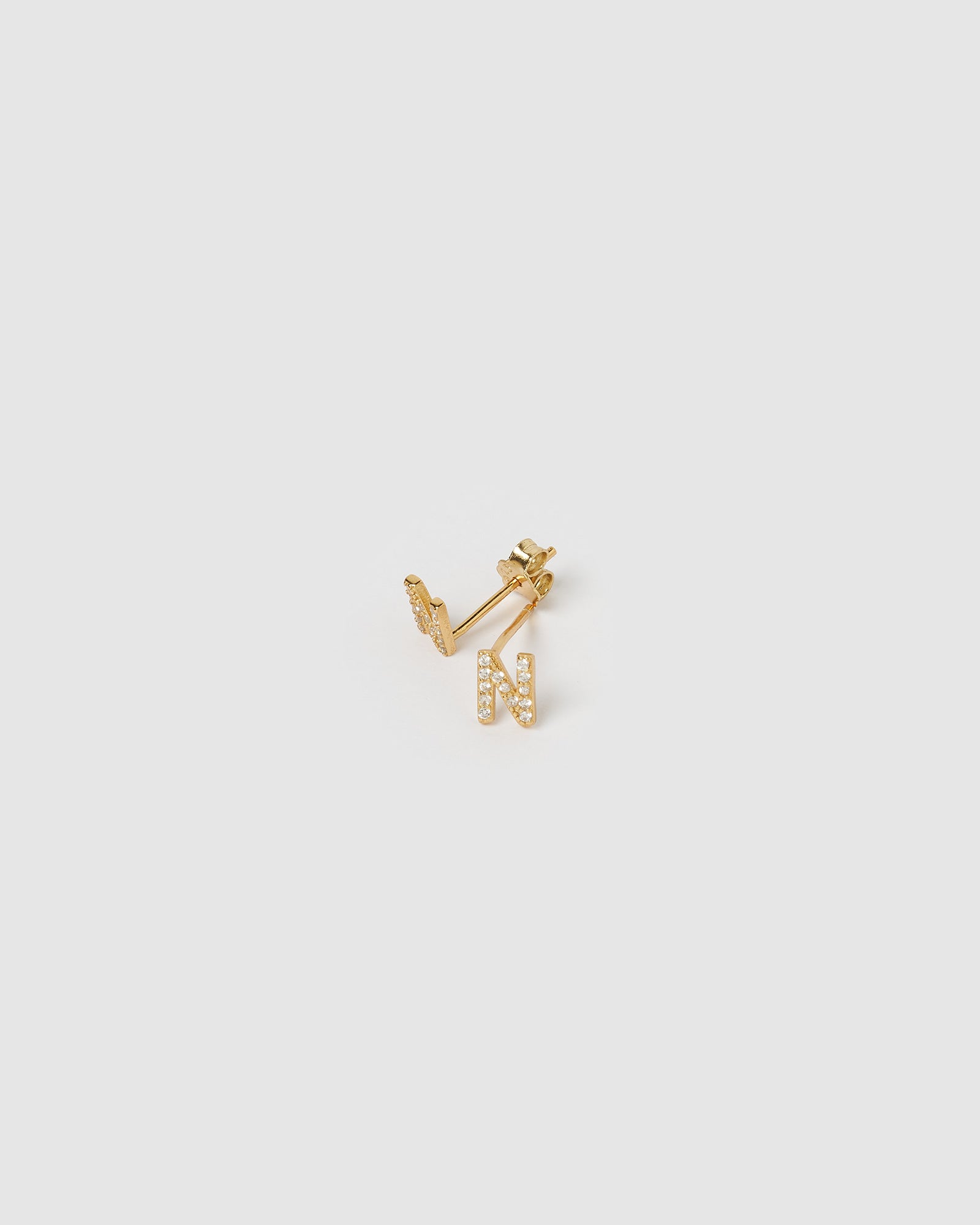 Izoa Gold Alphabet Mini Letter N Stud Earrings - Perfect for Initial Jewelry, Gifts & Everyday Wear