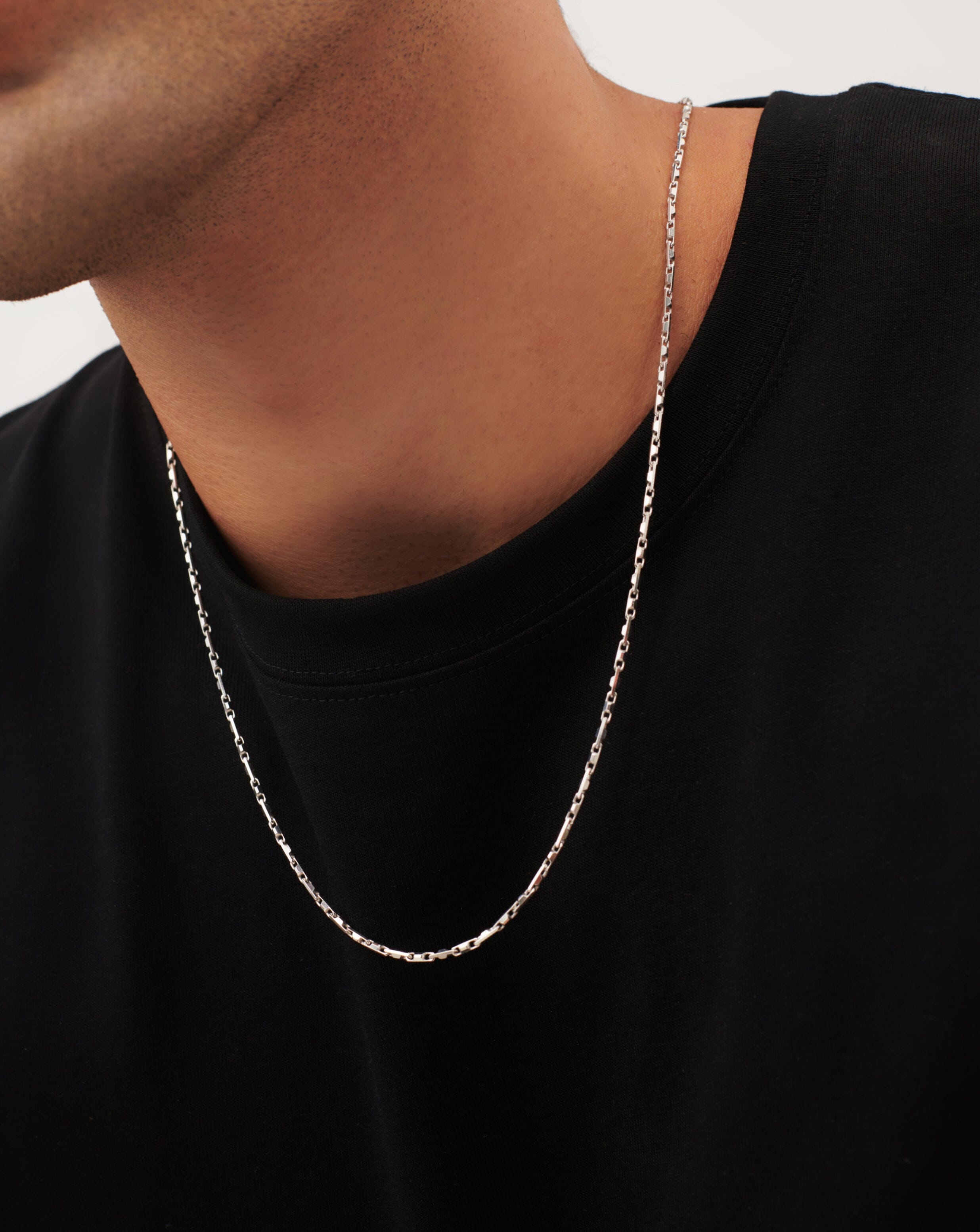 Men's Sterling Silver Interlocking Link Chain Necklace - Durable & Stylish Jewelry for Everyday Wear, Gifts & Special Occasions
