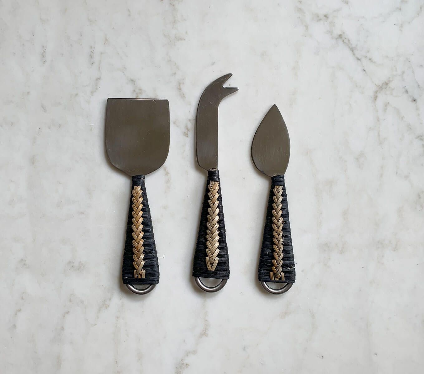 Premium Stainless Steel Cheese Knife Set of 3 - Sharp Cheese Slicer & Cutter for Hard & Soft Cheeses - Perfect for Charcuterie Boards, Wine Parties & Gourmet Cheese Tasting