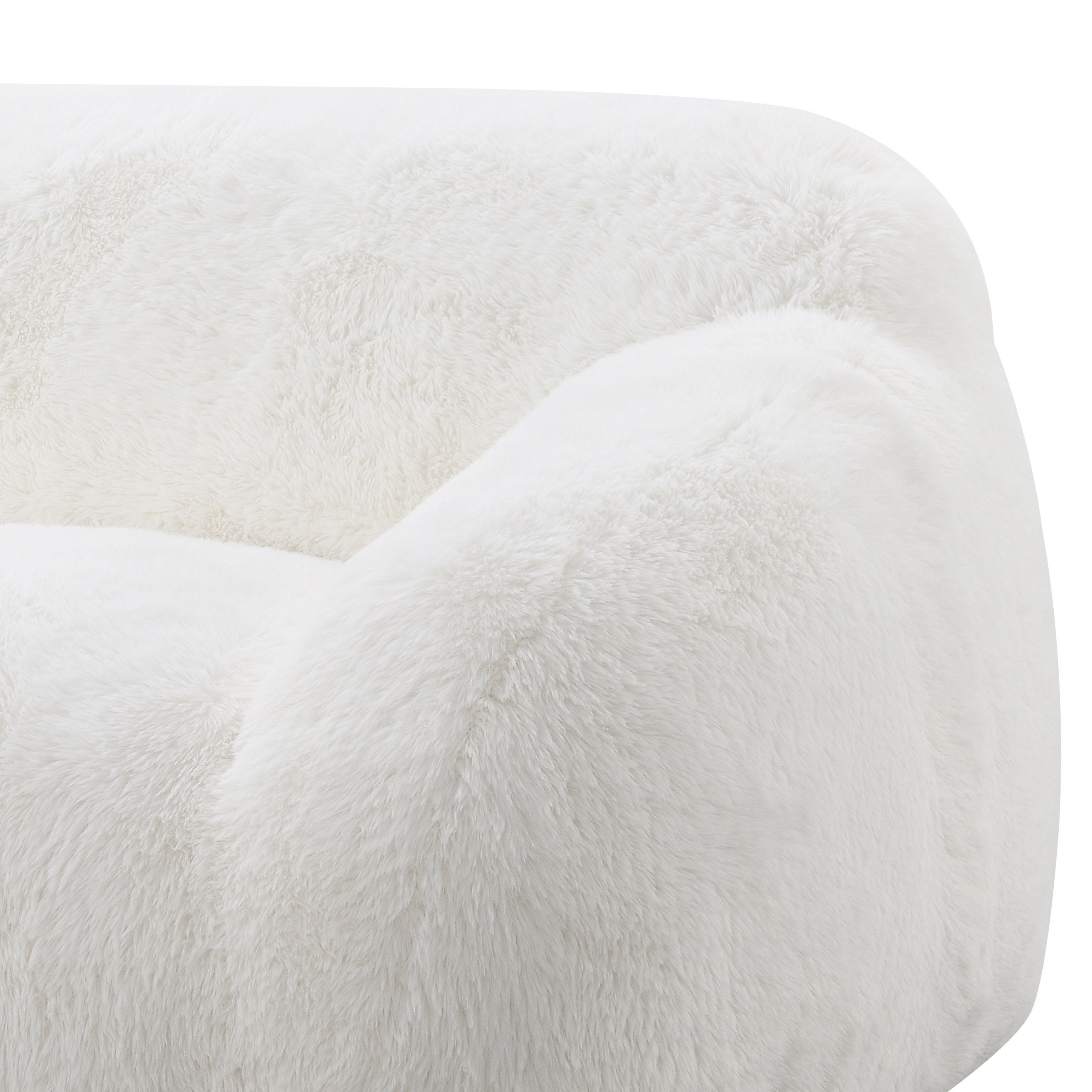 Adell Polar Bear Faux Fur Swivel Cuddle Chair - Roundhill Furniture - Cozy Rotating Accent Chair for Living Room, Bedroom & Nursery - Perfect for Relaxing, Reading & Lounging