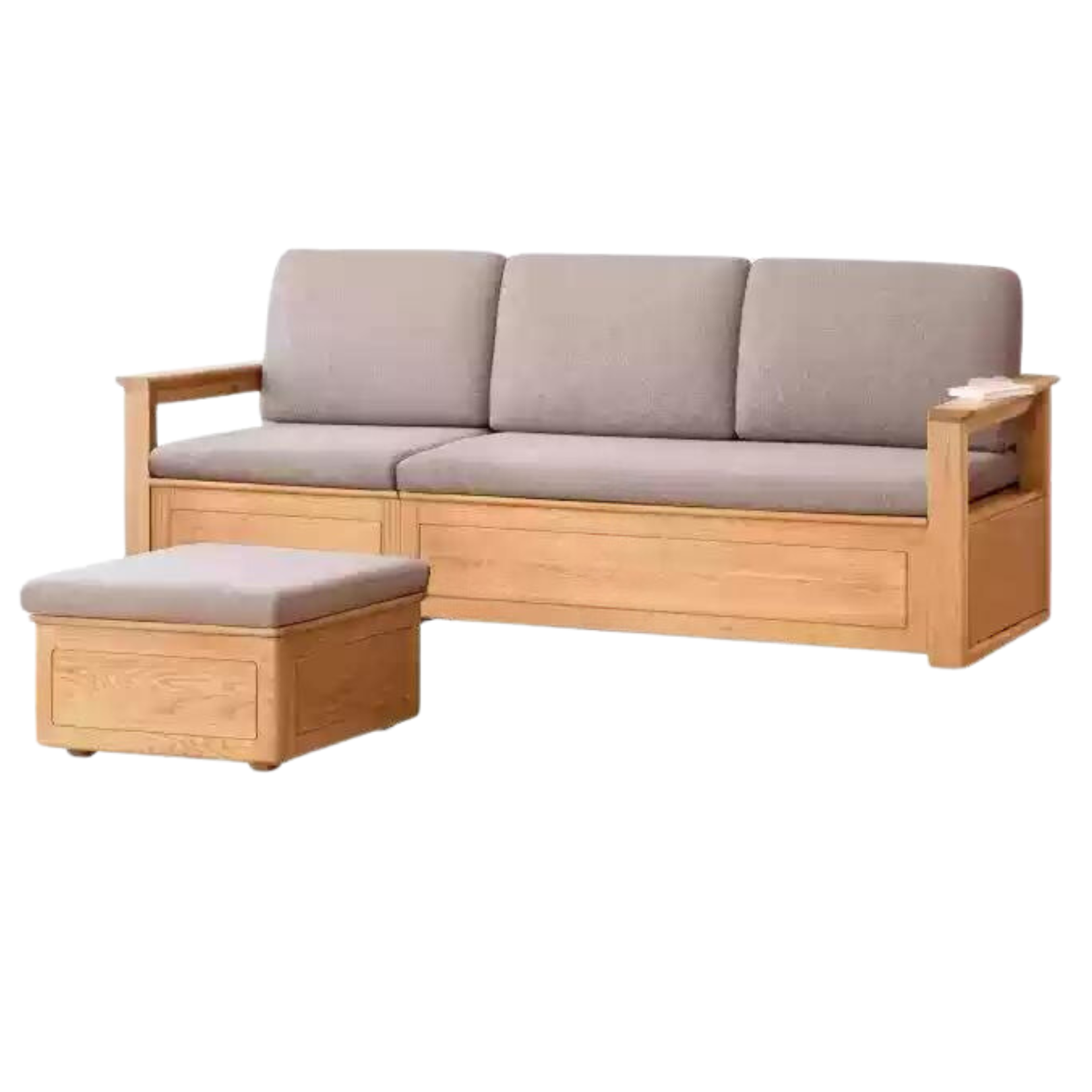 out of stock 89.3х58.6х35.4 inch / 227х149х90сm / Natural wood color / three-seater + footstool (smoky chestnut brown)