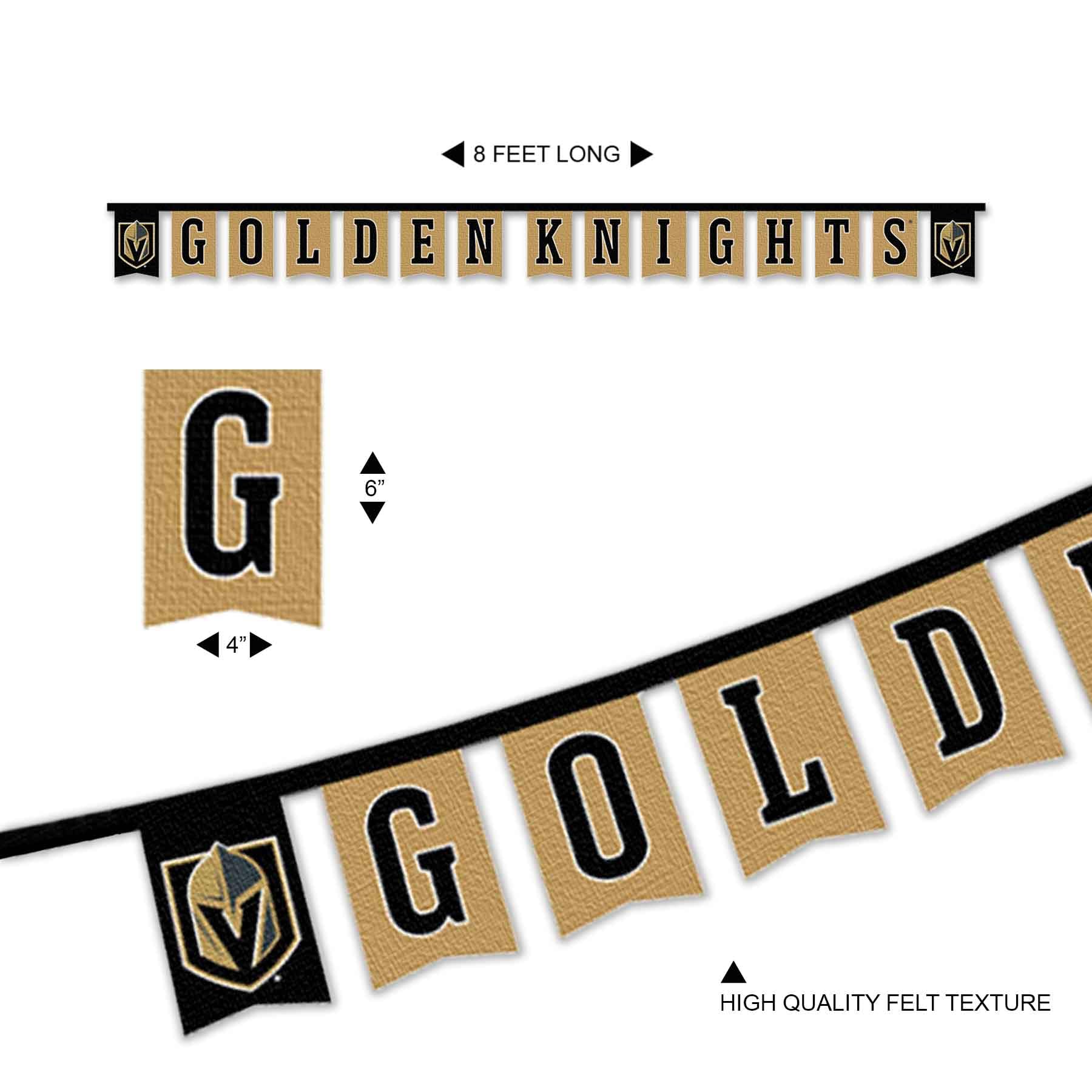 Vegas Golden Knights Banner String Pennant Flags - NHL Team Decor for Game Day, Home & Office Sports Fan Display