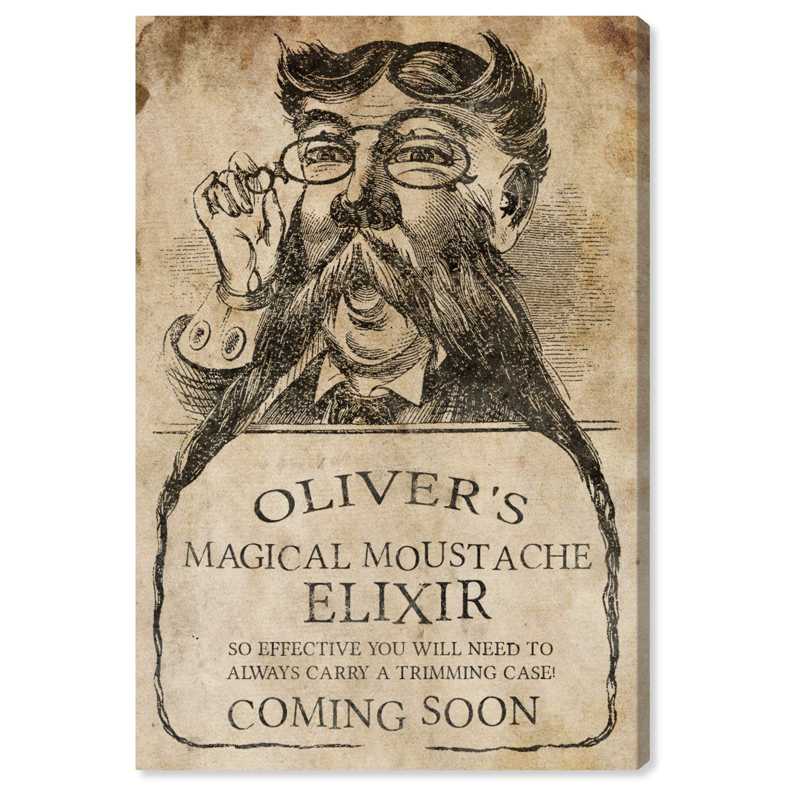 Oliver Gal Artist Co. Vintage Moustache Wall Art Canvas Print - 30x36 Inch Brown & Black Home Decor - Perfect for Living Room, Office & Man Cave Decorations