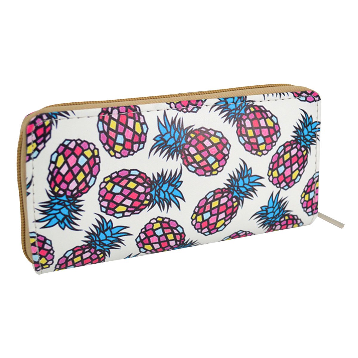 Mily Fashion Girls Pineapple Print Faux Leather Zipper Wallet - Long Phone Card Holder Clutch Purse for Teens & Women | Perfect for School, Travel & Everyday Use