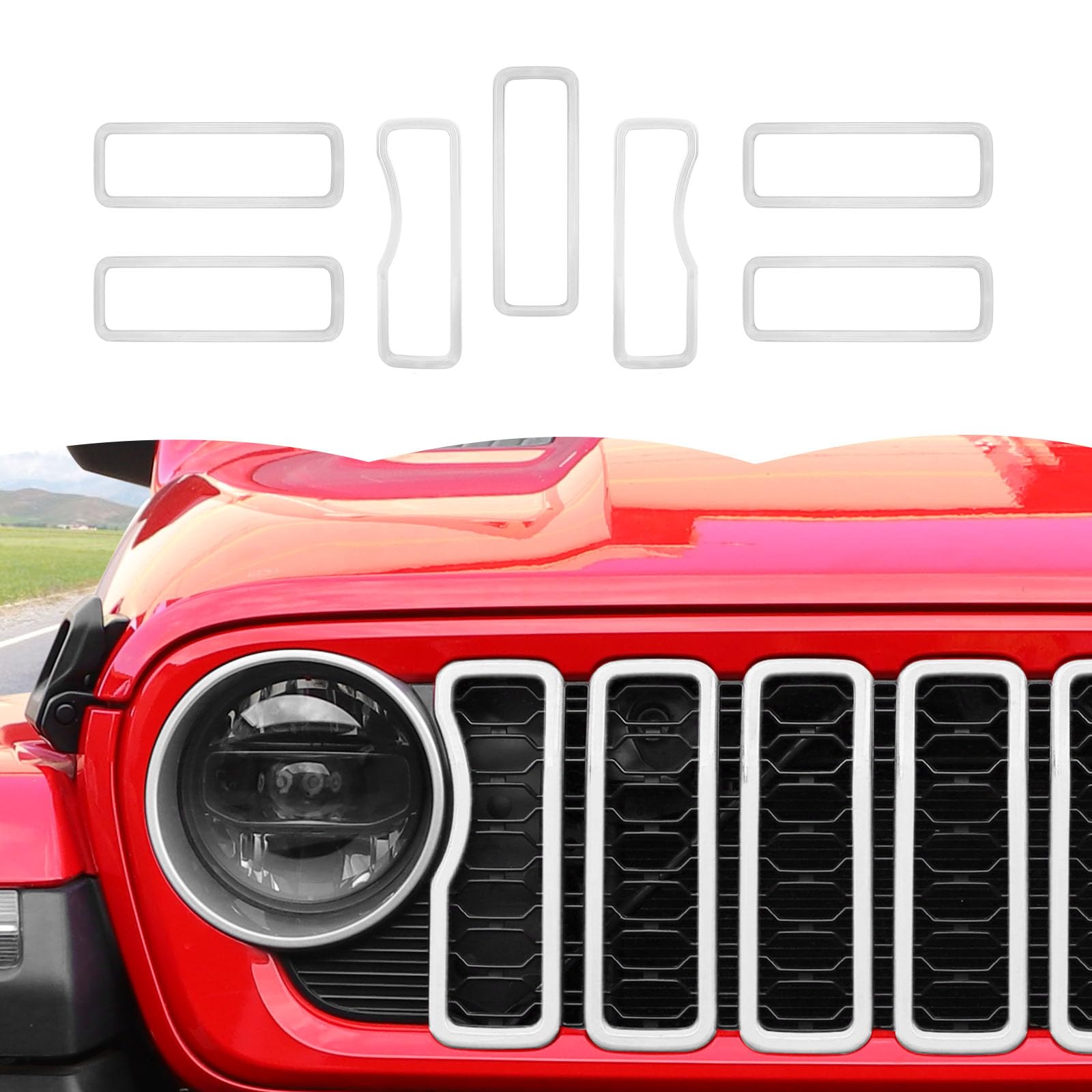 Jeep Wrangler JL JLU & Gladiator JT 2024+ Front Grille Inserts - White Exterior Accessories for Off-Road Style & Customization | Perfect for Jeep Enthusiasts & Outdoor Adventures