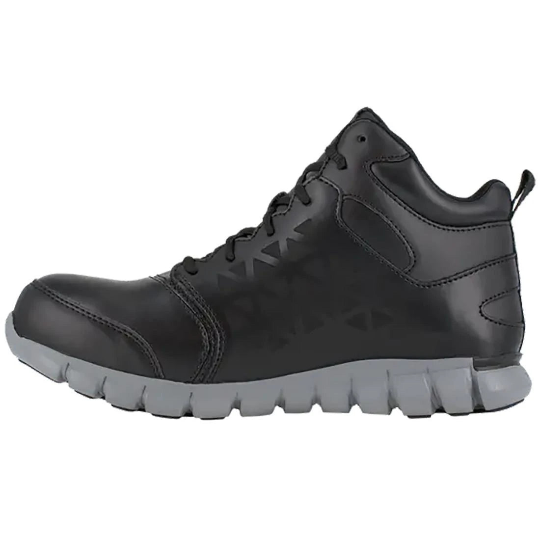 Sublite Comfort Cushion Alloy Toe Mid Cut Work Boots for Men - Black Leather Safety Shoes for Construction, Warehouse & Outdoor Work