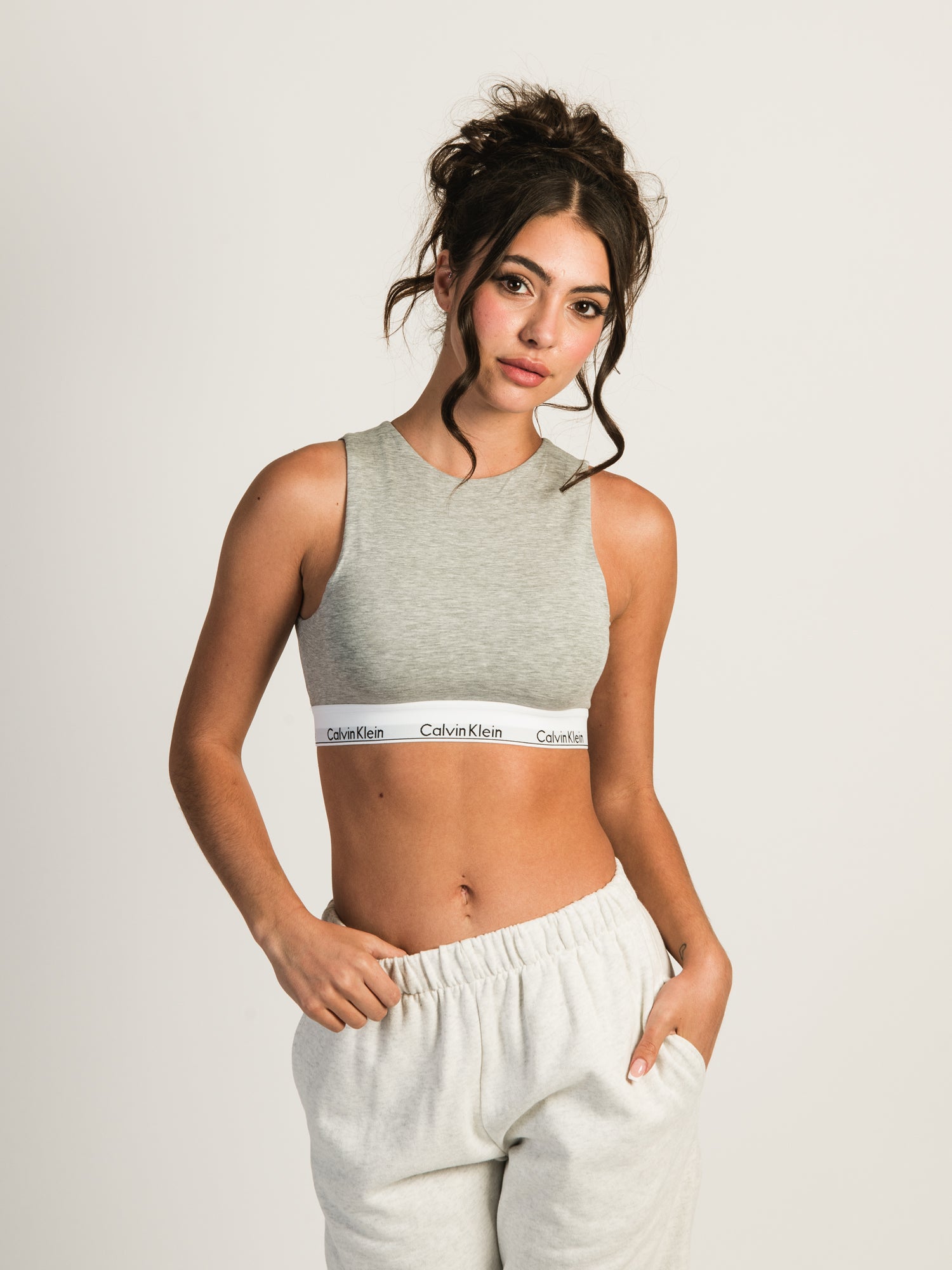 Calvin Klein High Neck Unlined Bralette - Women's Seamless Comfort Bra for Everyday Wear | Perfect for Yoga, Lounge & Layering