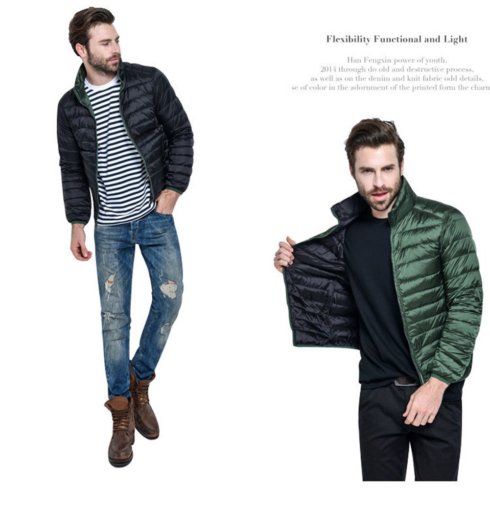 Men's Double-Sided Down Jacket Coat Vest - Stand Collar, Warm & Lightweight Winter Wear for Outdoor Activities, Travel & Casual Style