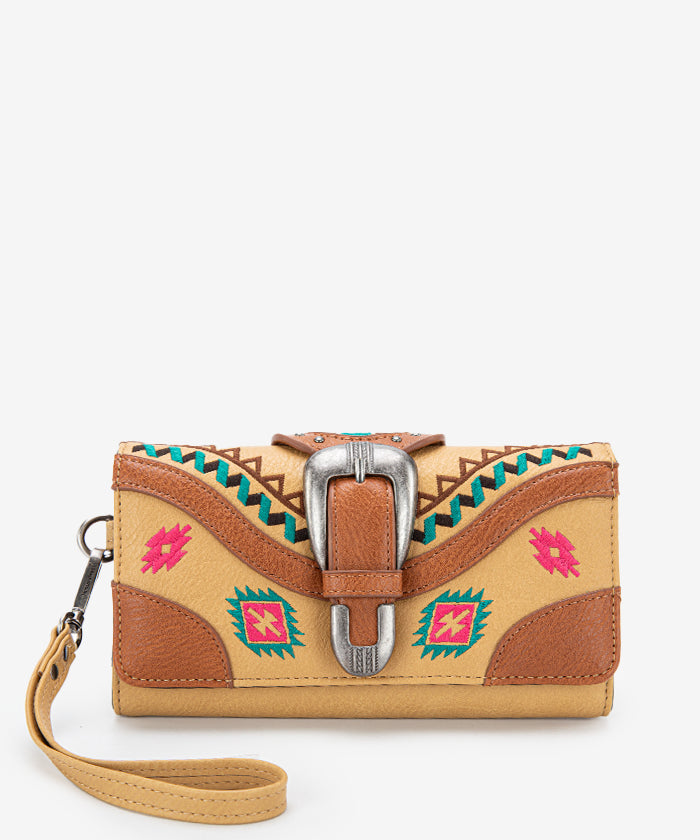 Montana West Southwestern Buckle Wristlet - Stylish Leather Clutch Purse for Women | Perfect for Parties, Date Nights & Everyday Use