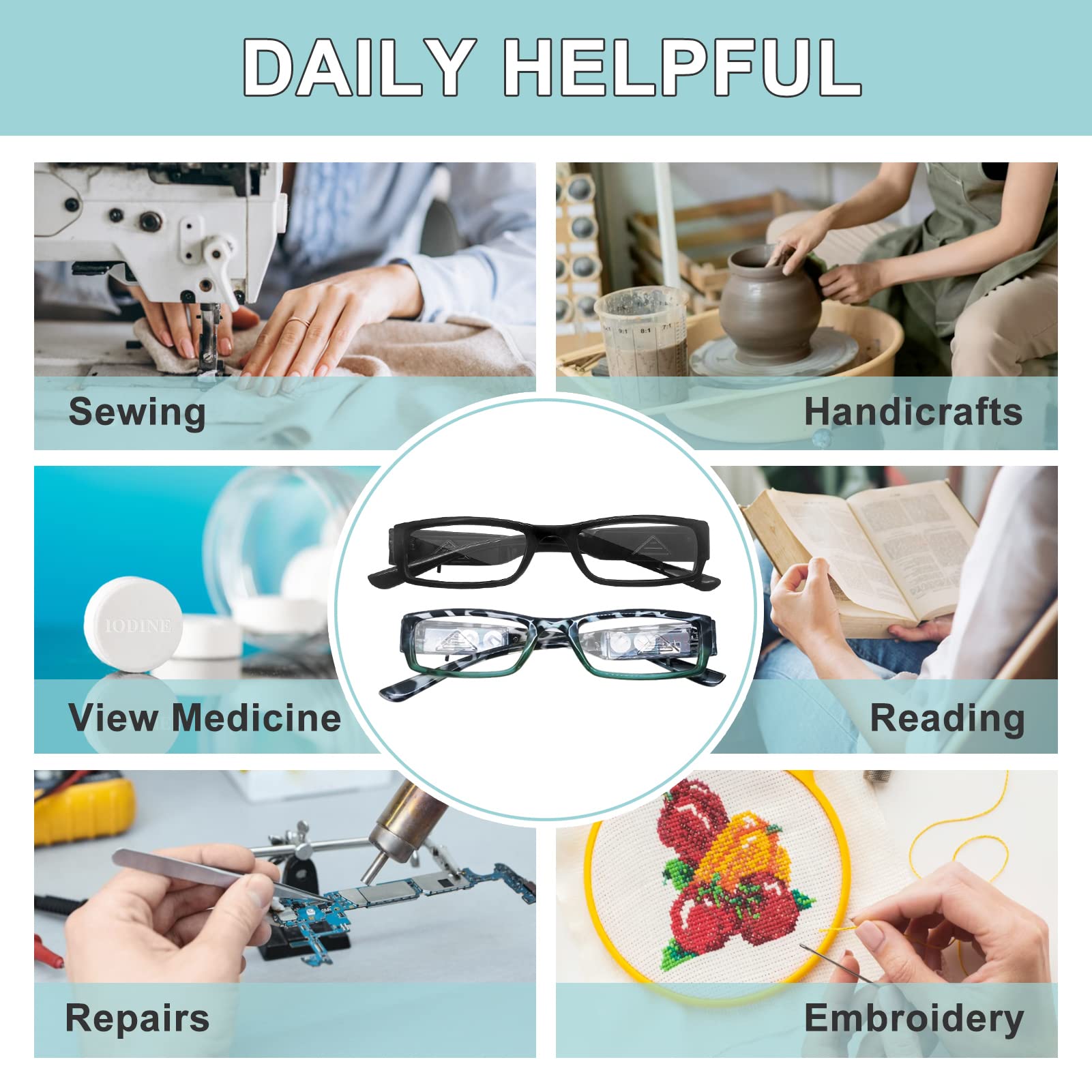 LED Reading Glasses with Light - Magnifying Eyewear for Men & Women | Perfect for Nighttime Reading & Low Light Conditions