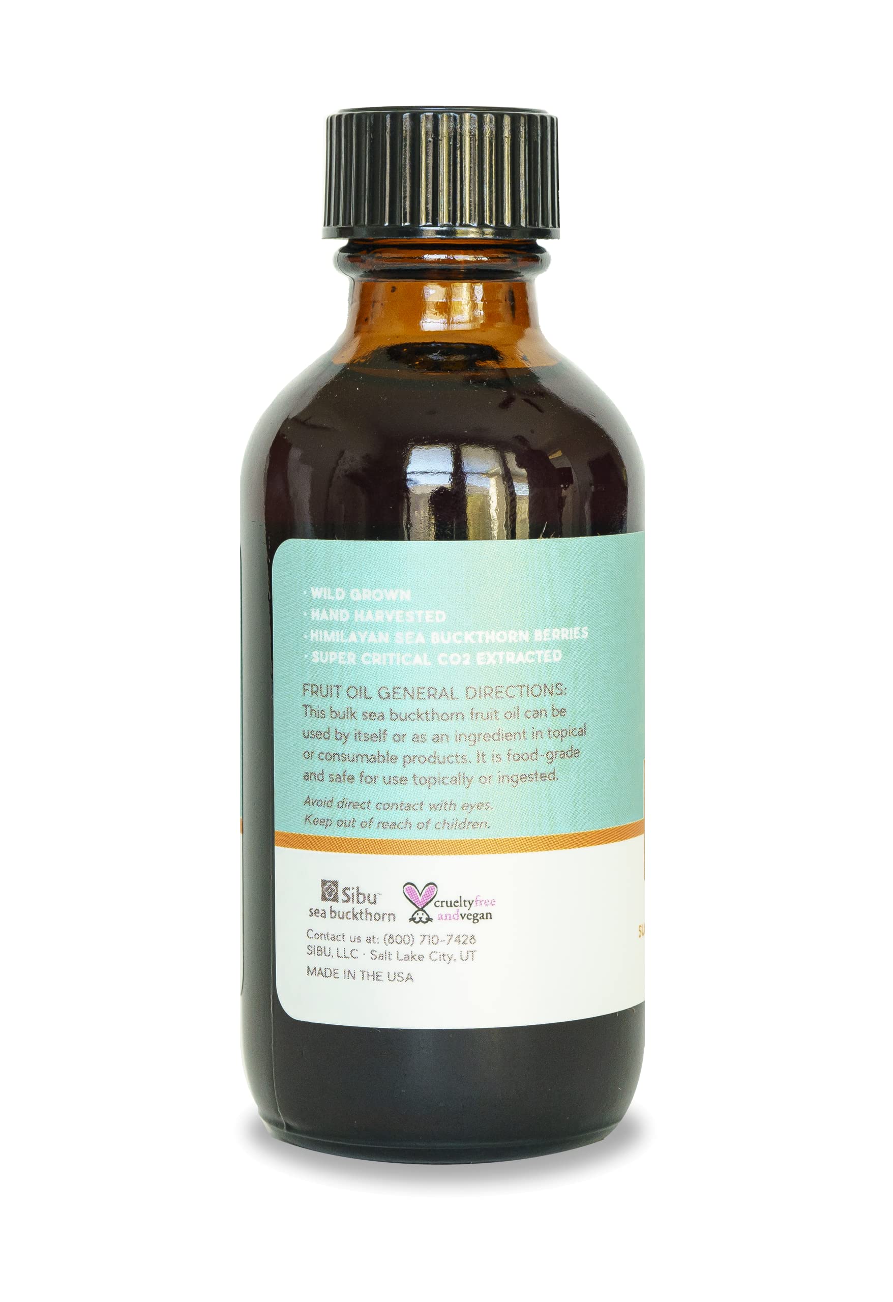 Premium Sibu Himalayan Omega-7 Sea Buckthorn Fruit Oil - 2 oz Bottle for Skin, Hair & Heart Health - Supports Hydration, Anti-Aging & Wellness - Ideal for Daily Supplements, Smoothies & Natural Beauty Routines