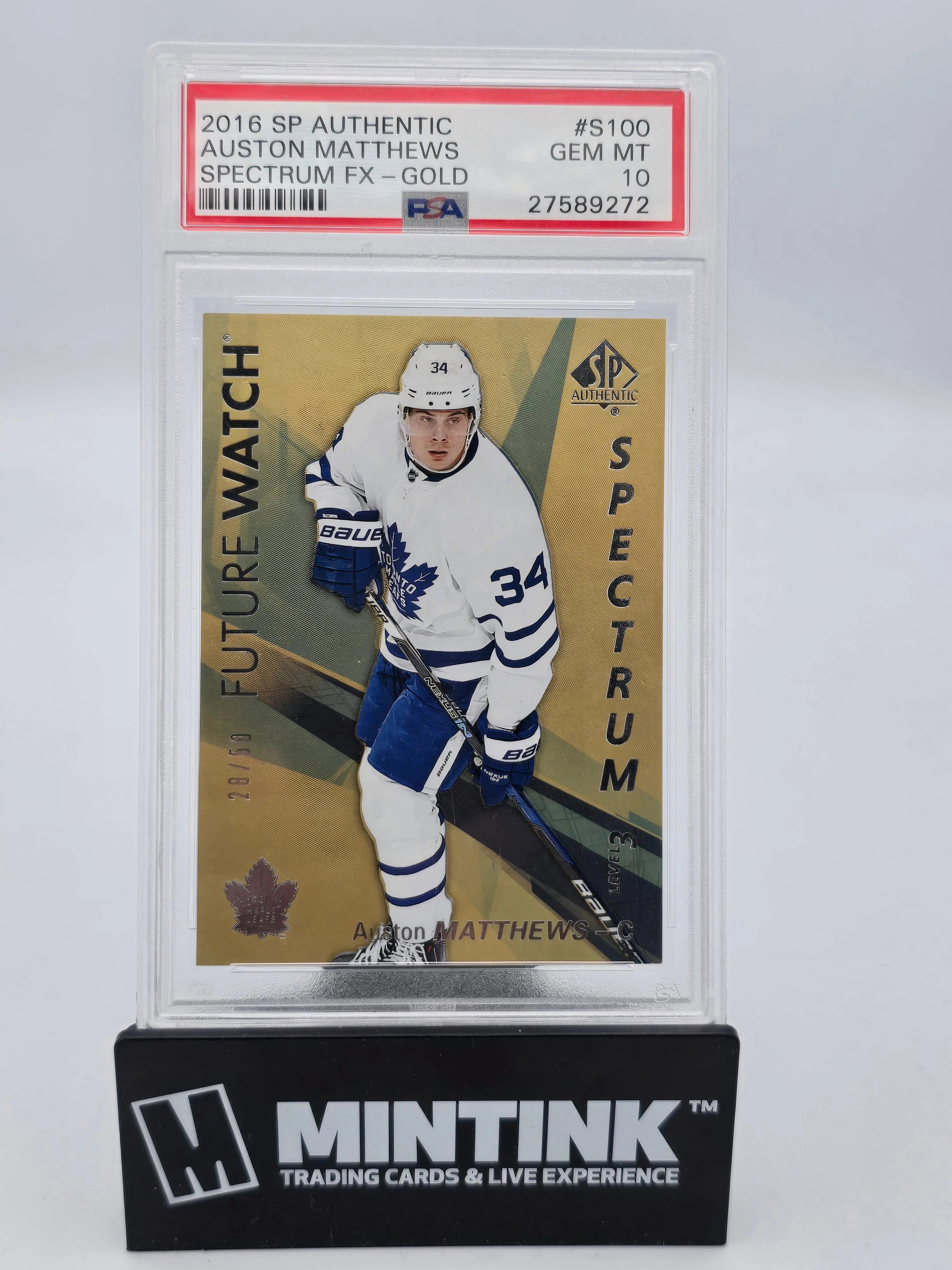 2016 SP Authentic Auston Matthews Future Watch Gold Spectrum PSA 10 /50 Hockey Rookie Card - Perfect for Collectors, Investors & Sports Memorabilia Enthusiasts