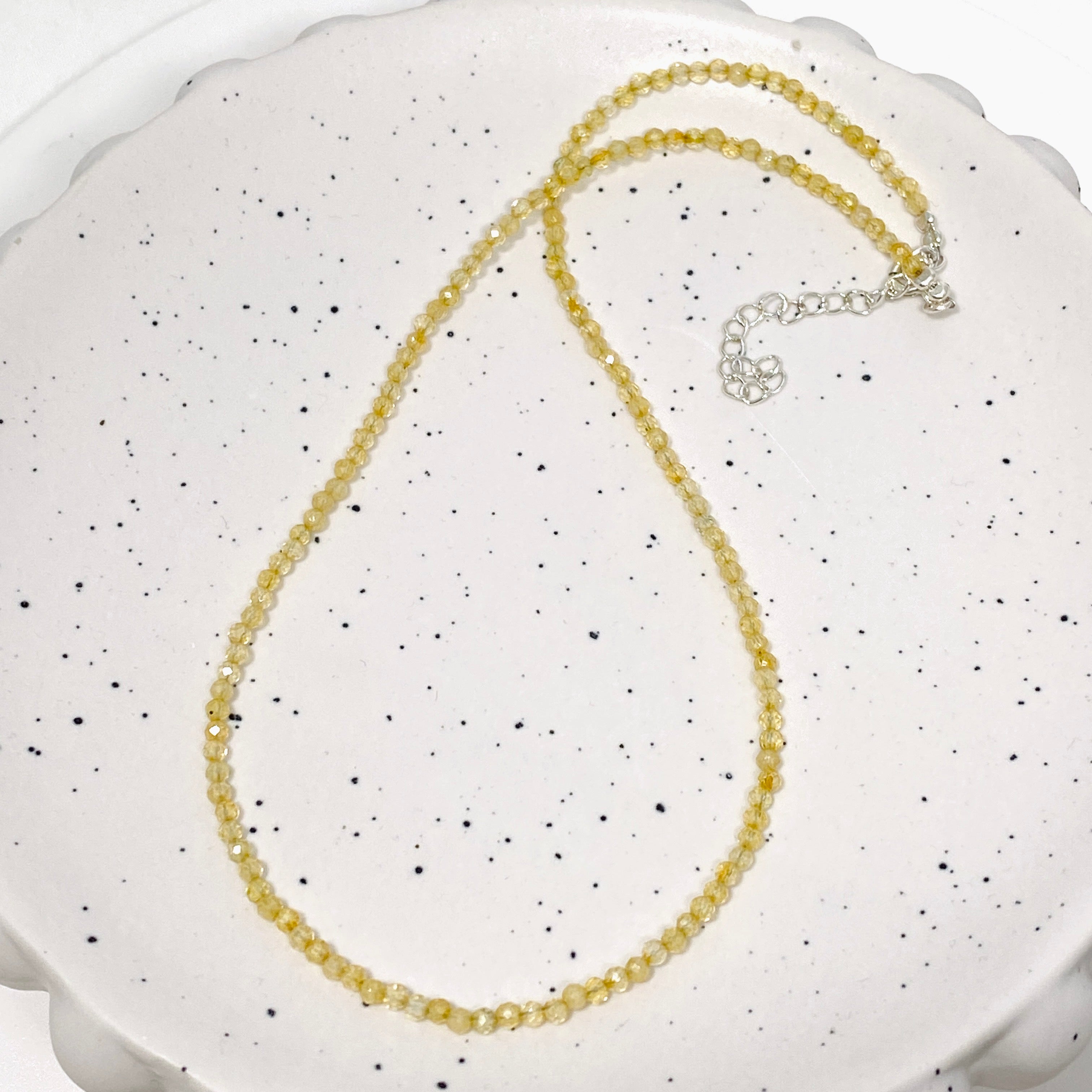 2.5mm Micro Bead Citrine Necklace - Elegant Healing Crystal Jewelry for Meditation, Yoga & Spiritual Wellness