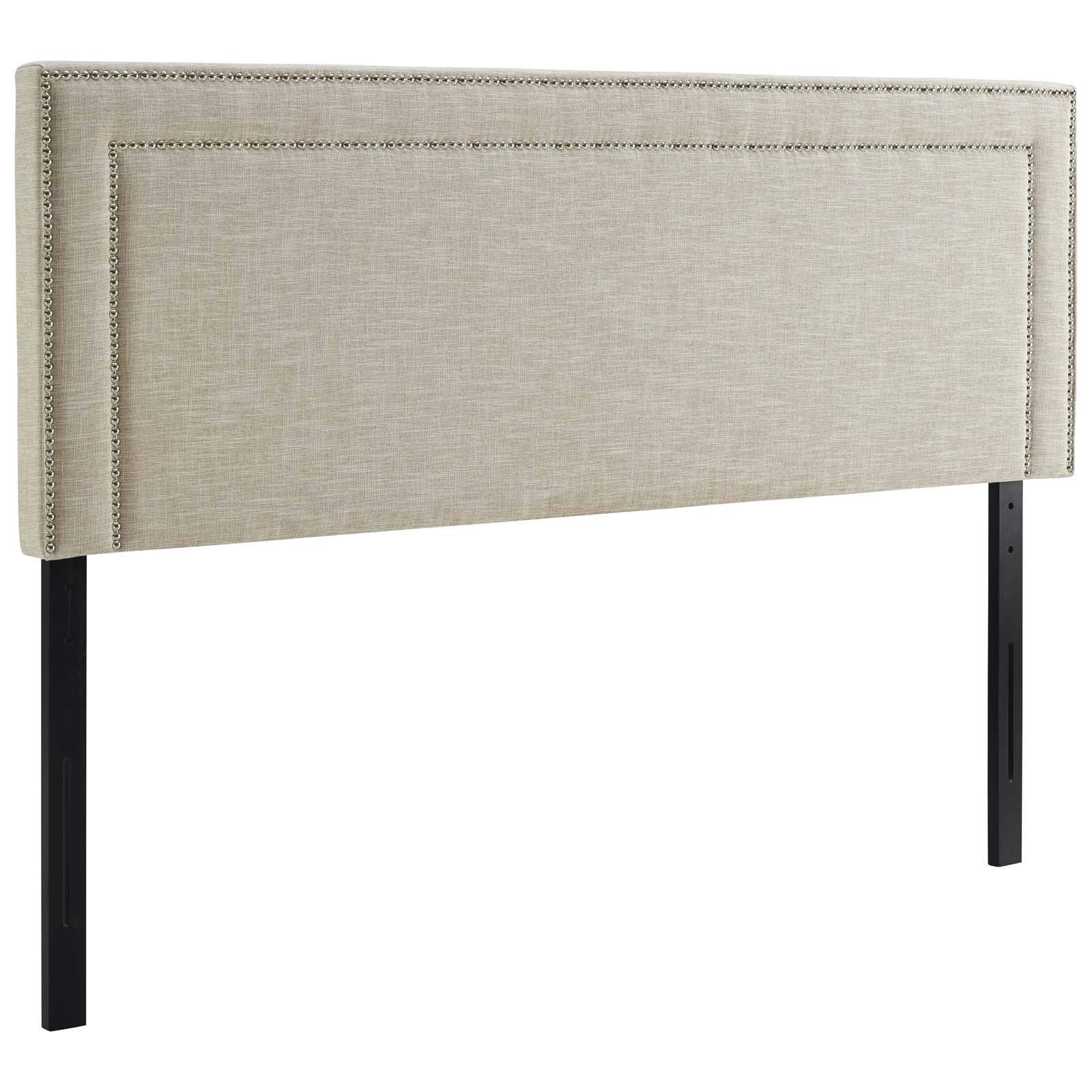 Modern Contemporary Urban Design Beige Fabric Queen Size Headboard for Stylish Bedroom Decor