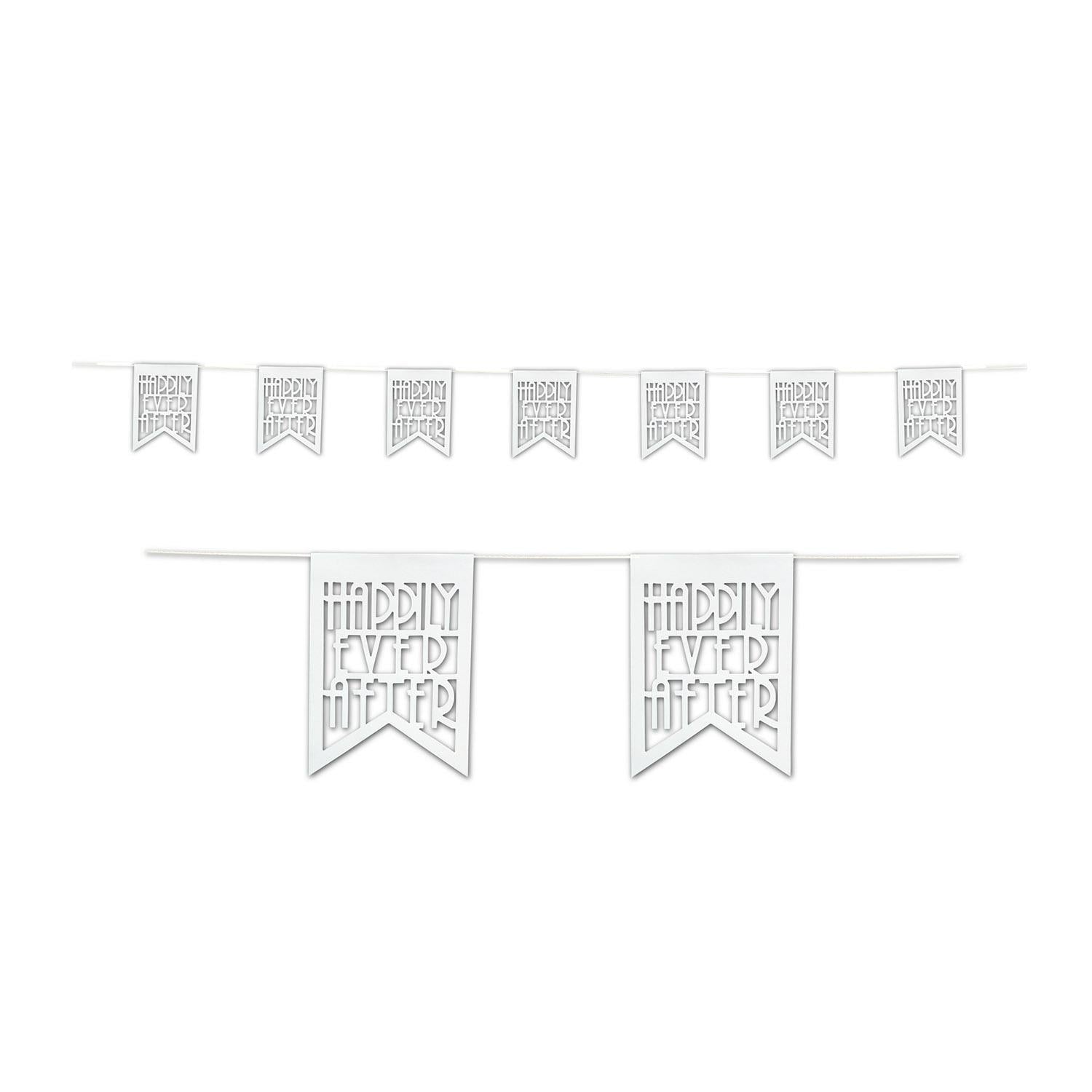 12 Pack Beistle Die Cut Happily Ever After Wedding Pennant Banner - Perfect for Wedding Decorations, Bridal Showers & Anniversary Parties