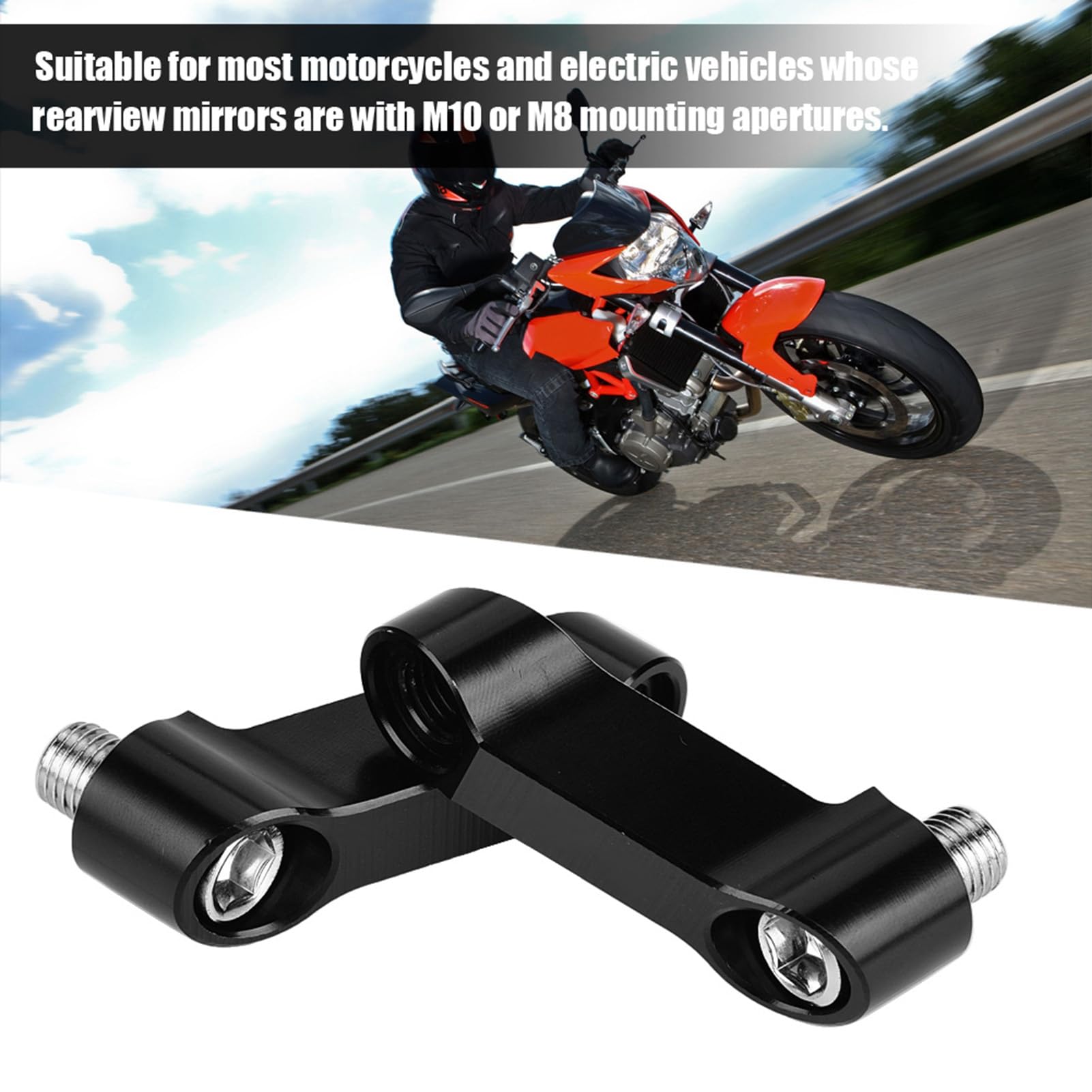 Motorcycle Mirror Riser Extender Kit 10mm/8mm - for Scooters & Bikes