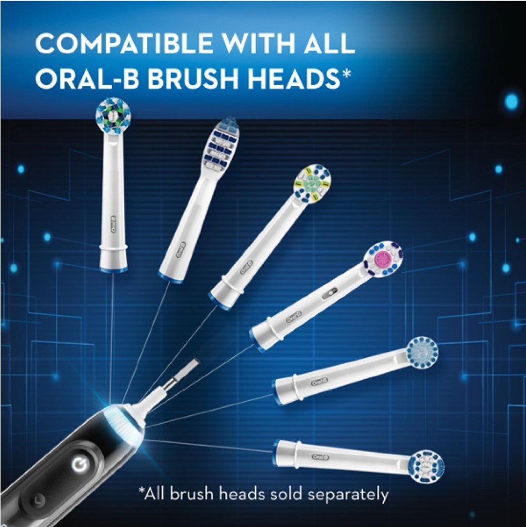 Oral-B 7500 Electric Toothbrush with 3 Replacement Brush Heads & Travel Case - Black | Smart Pressure Sensor, Bluetooth Connectivity | Perfect for Travel & Daily Oral Care