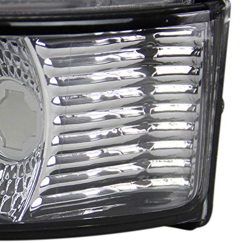 92-96 Ford F150 F250 F350 Bronco Chrome Clear Lens Headlights + Bumper + Corner Lamps - Upgrade Your Truck's Lighting for Night Driving & Off-Road Adventures