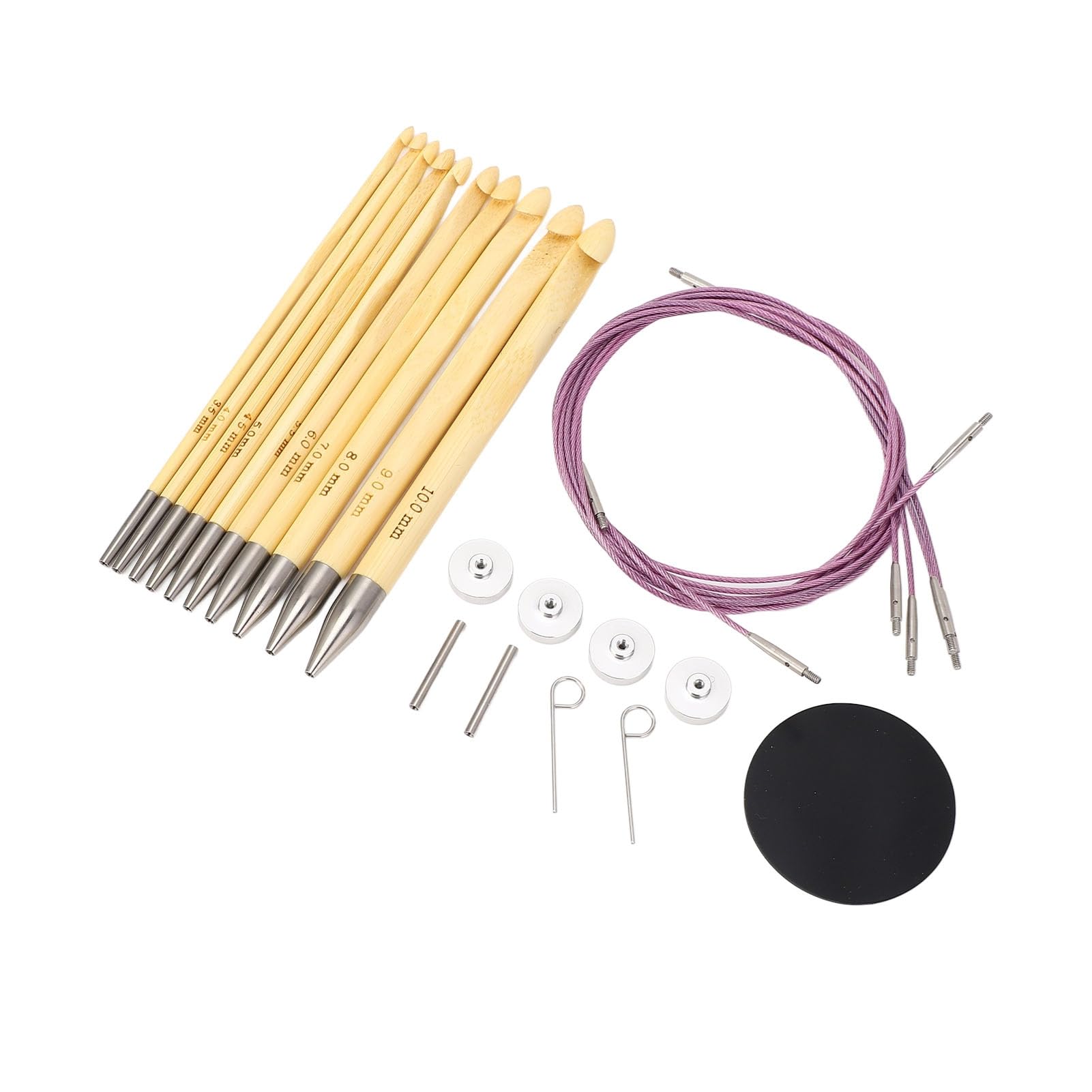 10Pcs Tunisian Crochet Hook Set with Interchangeable Bamboo Needles - Afghan Knitting & Weaving Tools for Handicraft Lovers - Perfect for Crochet Blankets, Scarves and DIY Home Decor Projects