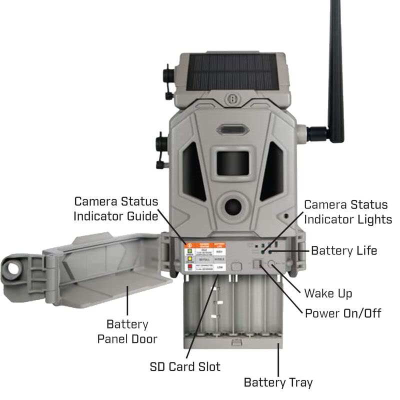 Bushnell CelluCORE 20 Solar Trail Camera - Low Glow Hunting Game Camera with Detachable Solar Panel, Strap & SD Card Bundle - Perfect for Wildlife Monitoring, Hunting, and Outdoor Security Surveillance