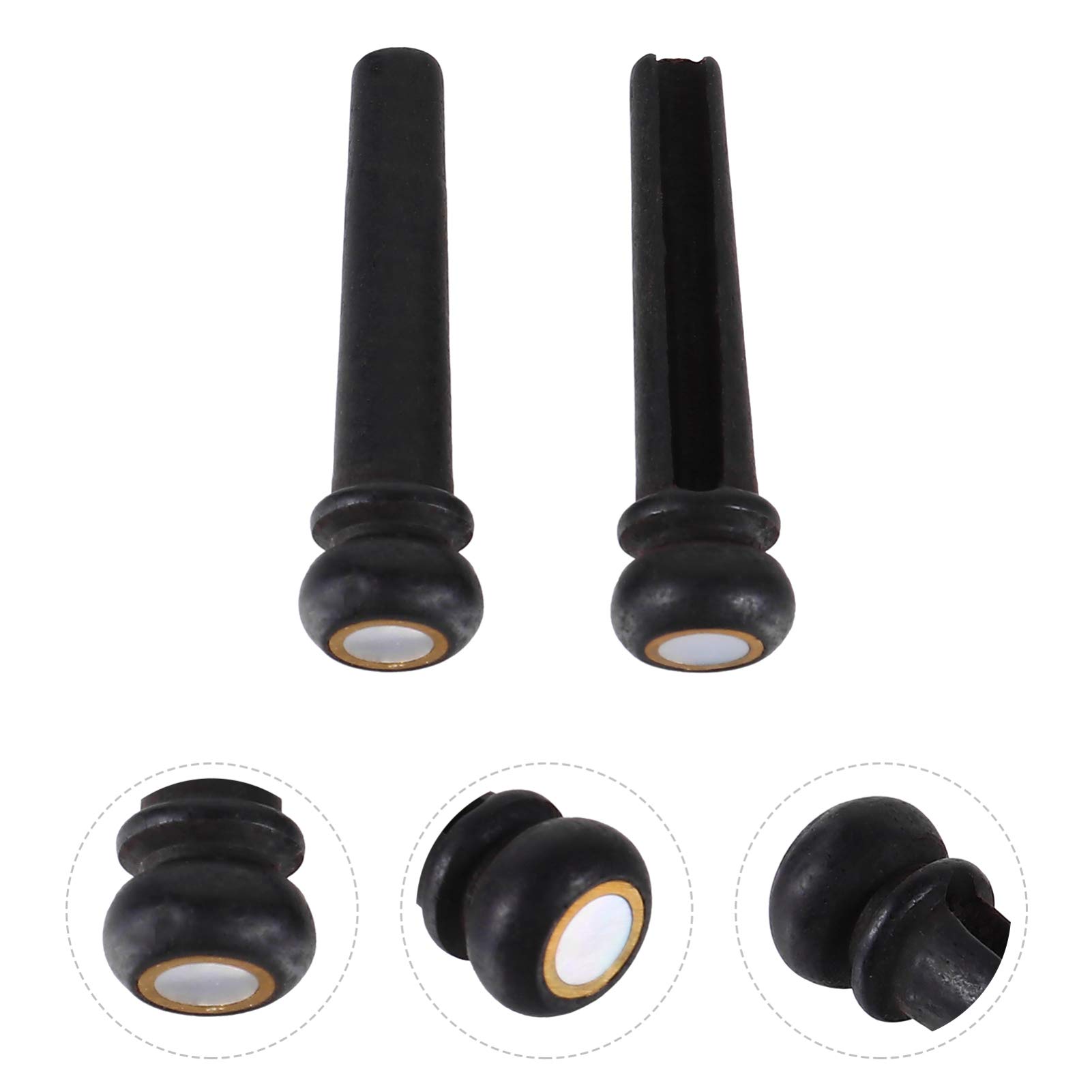**Milisten 4-Piece Acoustic Guitar Bridge Pins with Abalone Inlay - Black Ebony Wood Slotted Pegs for Bass & Shell Guitar Replacement Parts - Perfect for DIY Repairs & Instrument Upgrades**