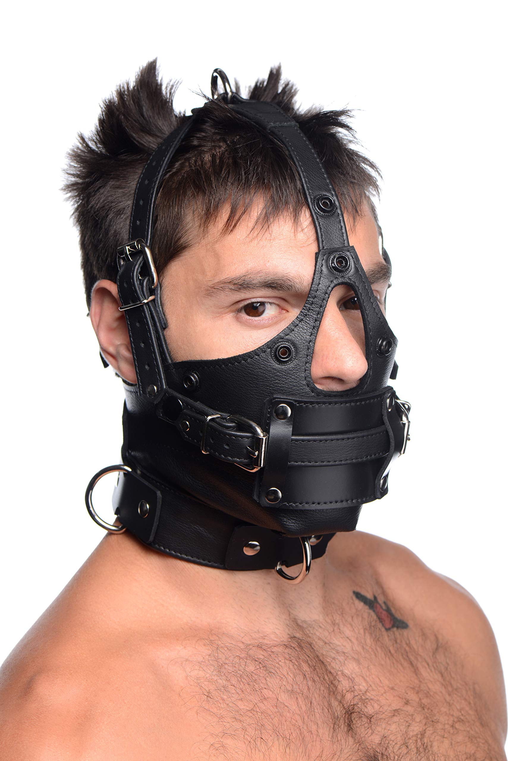 Premium Leather Head Harness with Detachable Gag - BDSM Restraint Gear for Adults, Bondage Accessories for Role Play & Sensory Play