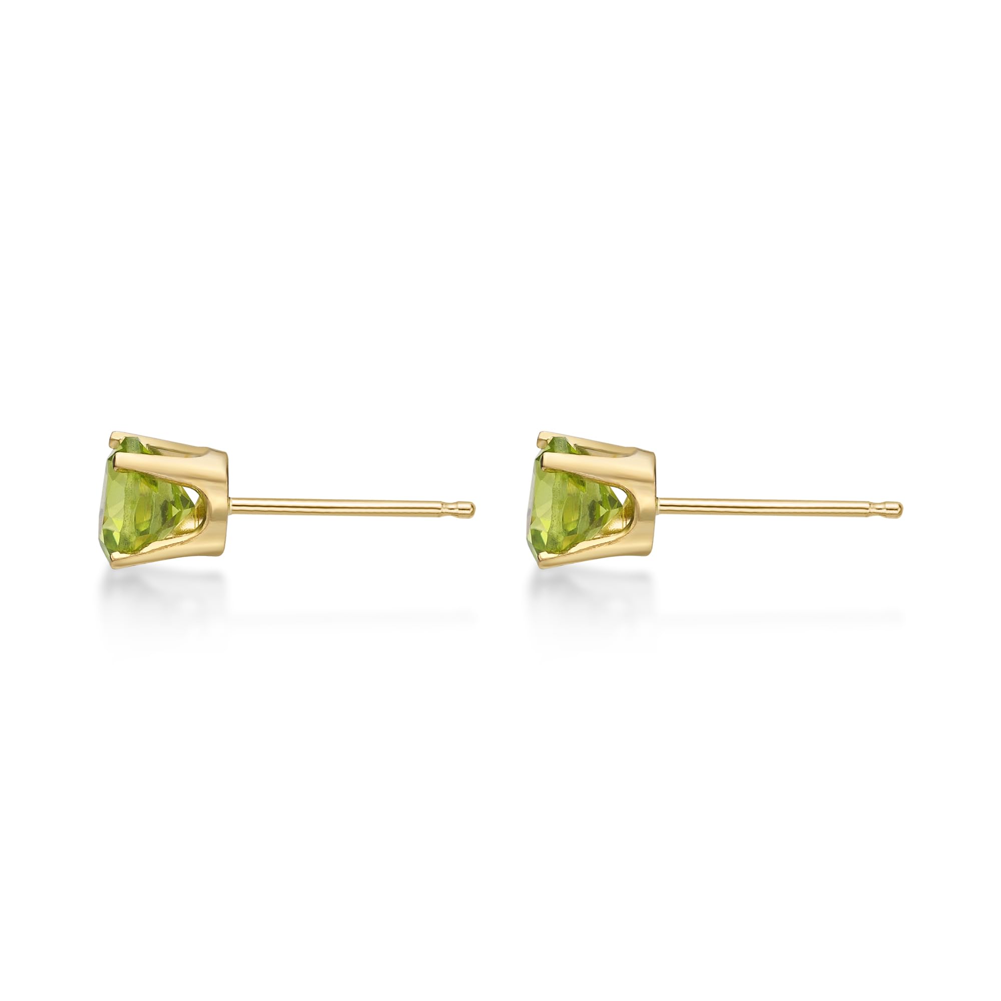 Natural Gemstone Round Stud Earrings for Women - 14k Yellow or White Gold Push Back 5mm Birthstone Jewelry by Lavari Jewelers | Perfect for Birthdays, Anniversaries & Everyday Elegance