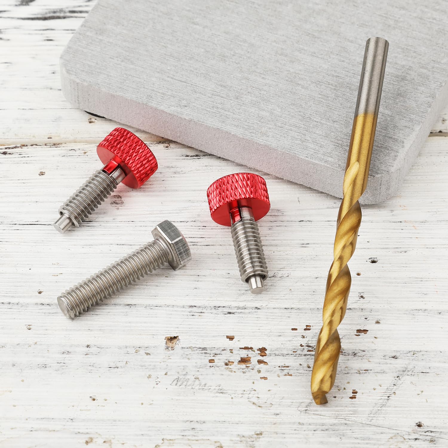 2-Pack M6 Stainless Steel Quick Release Pins with Spring Plunger & Bolt for Milwaukee Packout Toolbox Handle Removal Kit (Red) - Easy Toolbox Access & Organization for DIY, Construction & Workshop Use