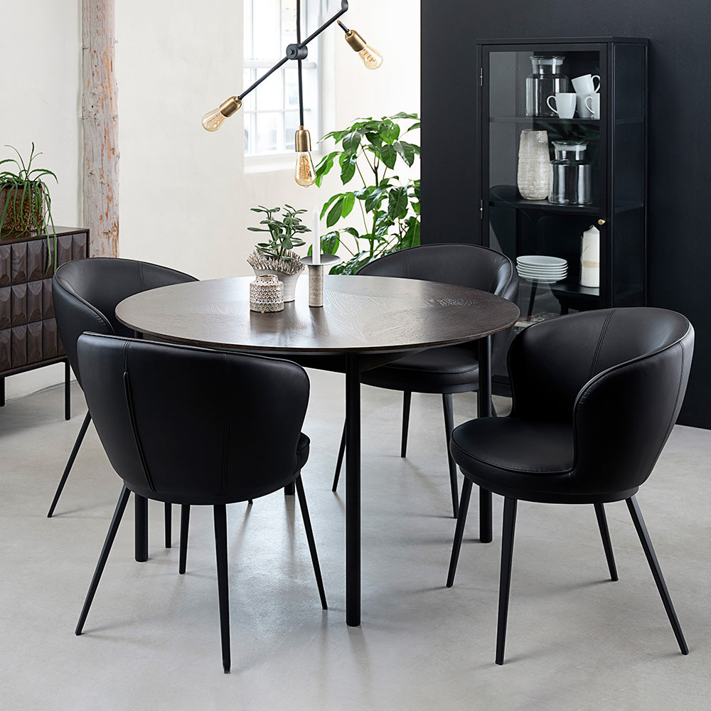 Modern GAIN Dining Chair - Black Wooden Seat with Metal Legs - Perfect for Kitchen, Dining Room, and Office Use