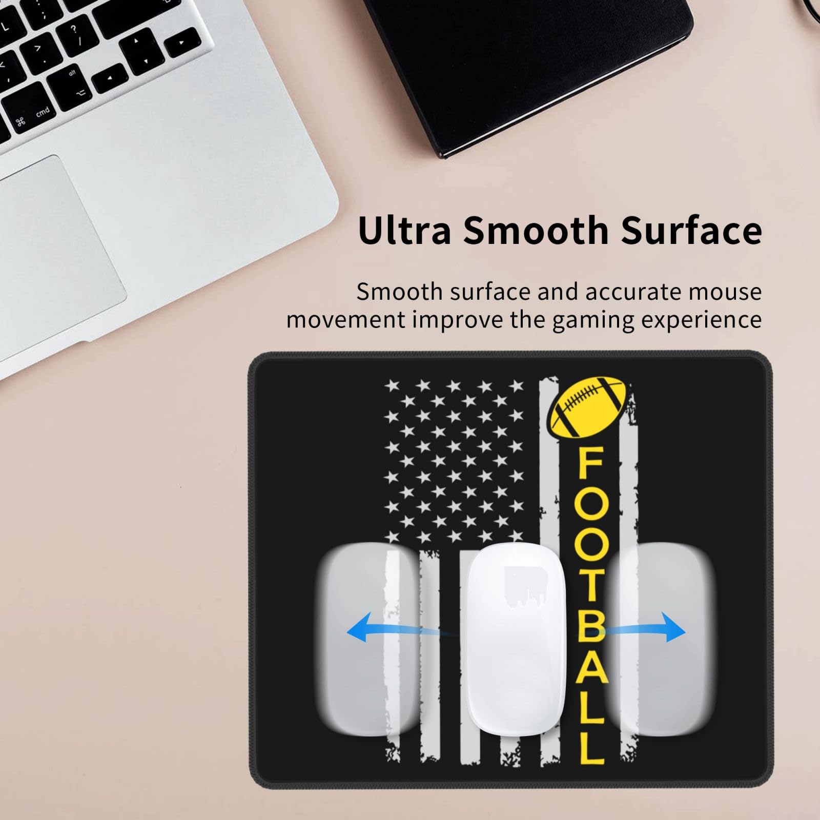 SIYTUAU American Football USA Flag Mouse Pad - Waterproof, Non-Slip Rubber Gaming Mouse Pad 10x12 inch for Laptop & Office - Perfect for Sports Fans, PC Gamers & Workstations