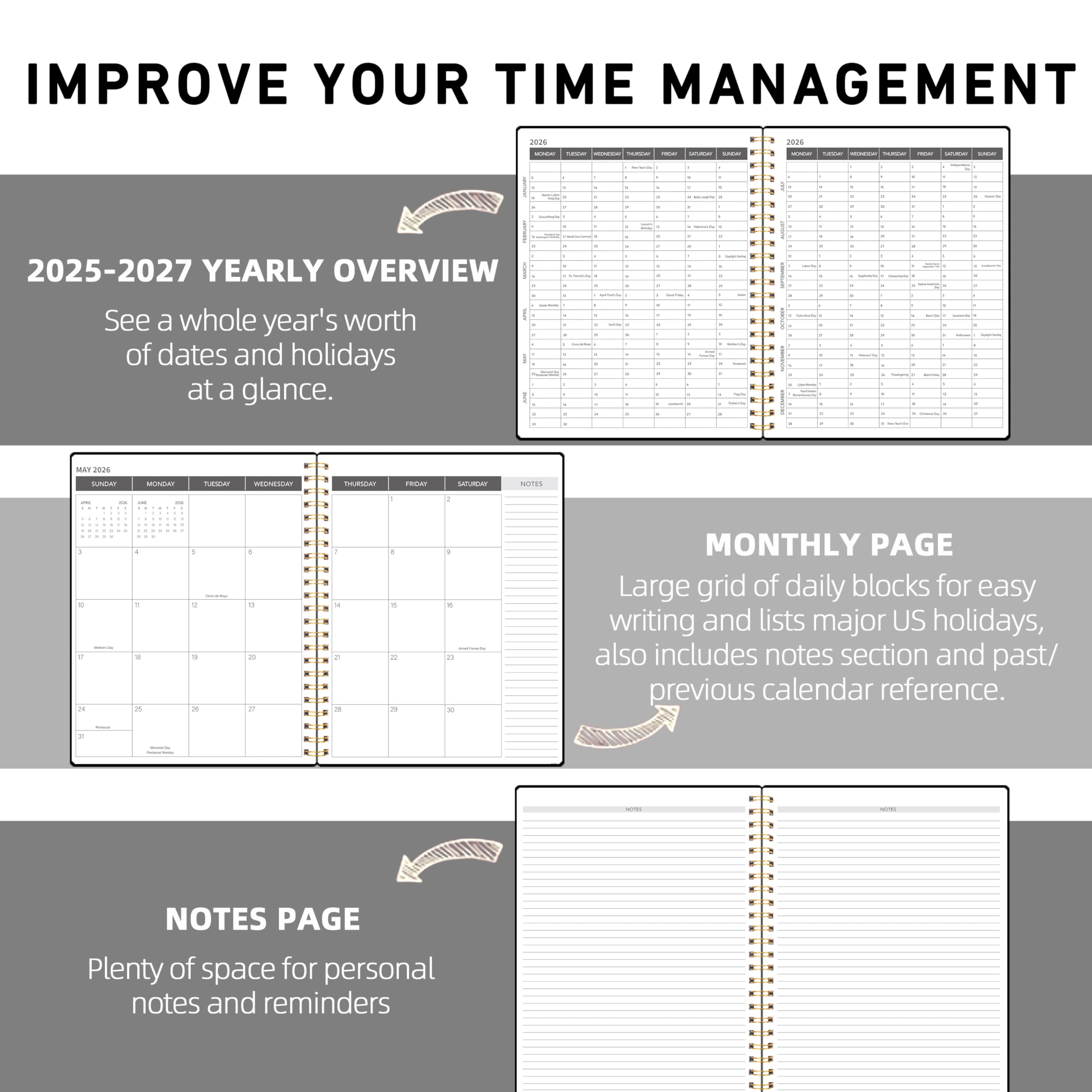 July 2025 - June 2027 Monthly Planner | 24-Month Academic Calendar | 9×11 Inch Teacher Planner with Hard PVC Cover & Spiral Binding | Time Management Organizer for School, Office & Home Use | Perfect for Lesson Planning, Work Scheduling & Personal Productivity