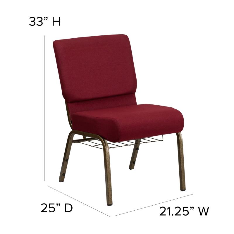 FLASH HERCULES Series 21''W Church Chair with Book Rack - Beige Fabric & Copper Vein Frame - Perfect for Churches, Chapels, and Event Venues
