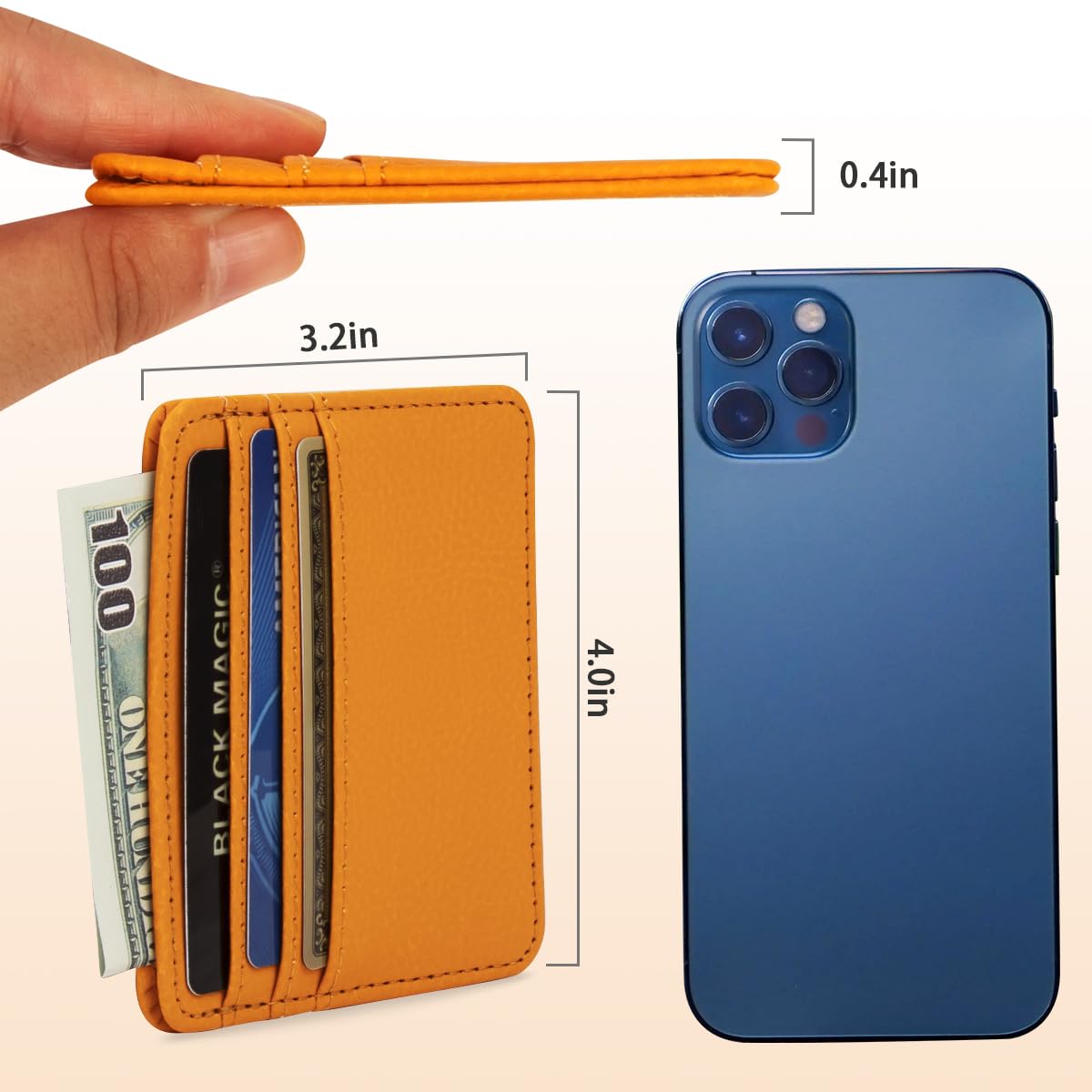2 Pack Ultra Slim Minimalist Wallet for Men & Women - Professional PU Leather Business Card Holder, Front & Back Pocket Credit Card ID Case - Yellow & Peacock Blue - Perfect for Everyday Carry, Travel & Office Use