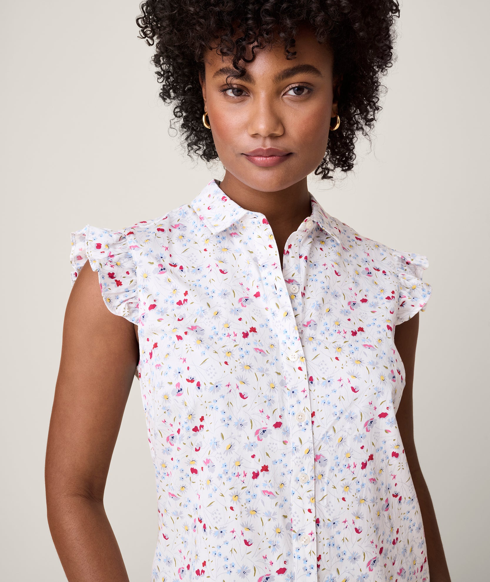 Cotton Stretch Flutter Sleeve Anne Shirt - Women's Casual Blouse for Work & Date Night | Comfortable & Stylish Top for Everyday Wear