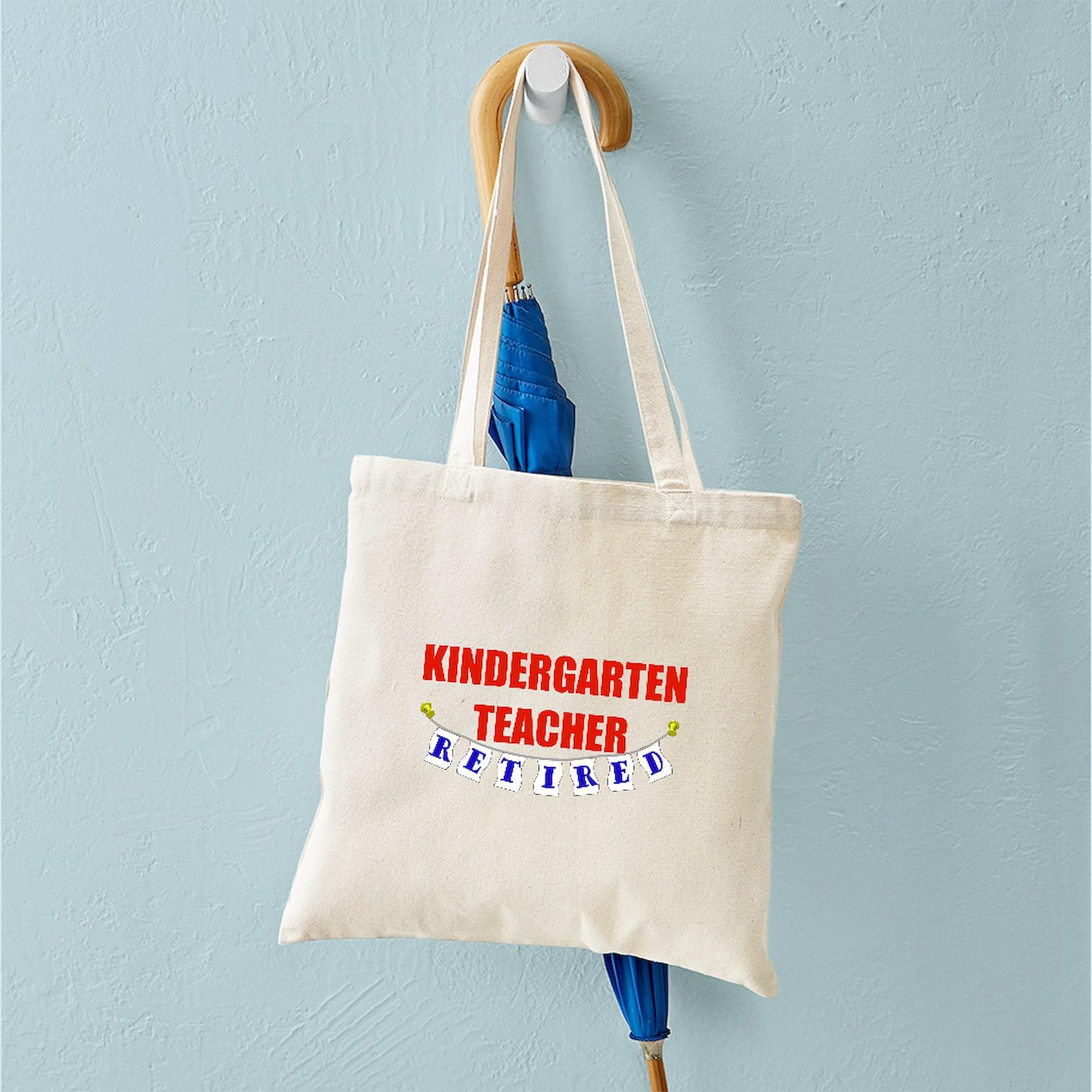 Retired Kindergarten Teacher Tote Bag - Natural Canvas Reusable Shopping Bag for School, Groceries & Everyday Use | Durable Eco-Friendly Gift for Educators