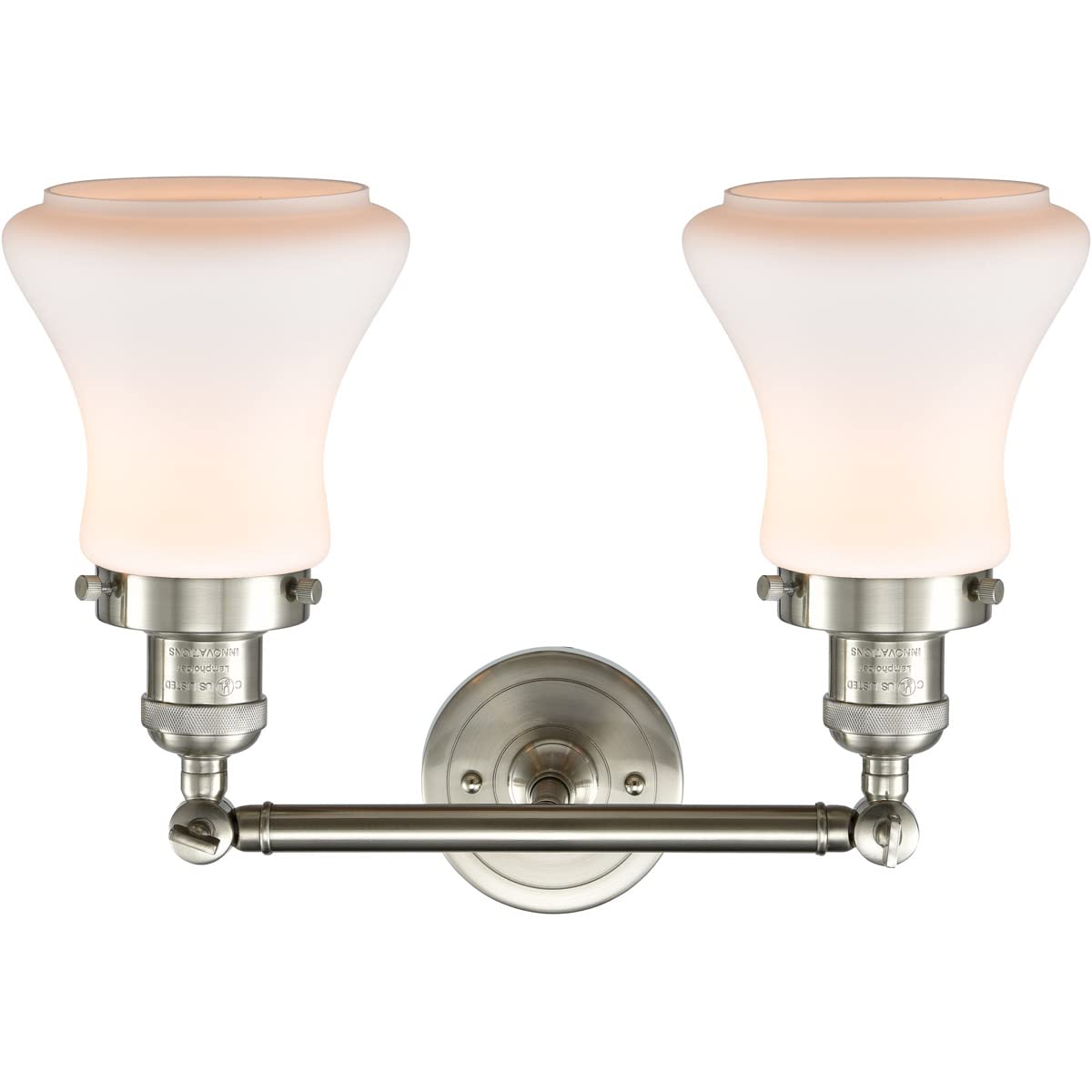 Vintage Dimmable LED Bathroom Light Fixture - 2 Light Brushed Satin Nickel Finish, Energy Efficient Bathroom Vanity Lighting for Home & Hotel Use