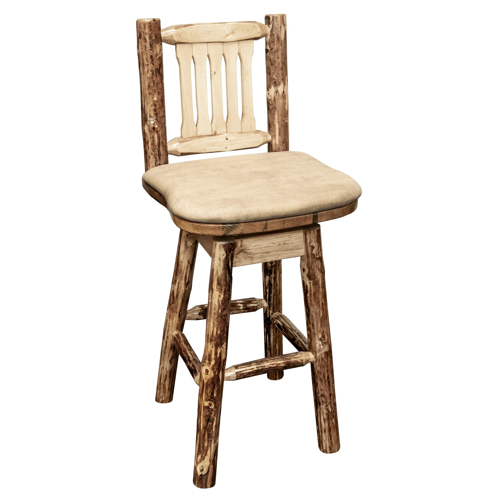 Glacier Country Barstool with Swivel & Upholstered Buckskin Pattern Seat - Comfortable Swivel Bar Stool for Kitchen Island, Home Bar, and Dining Room