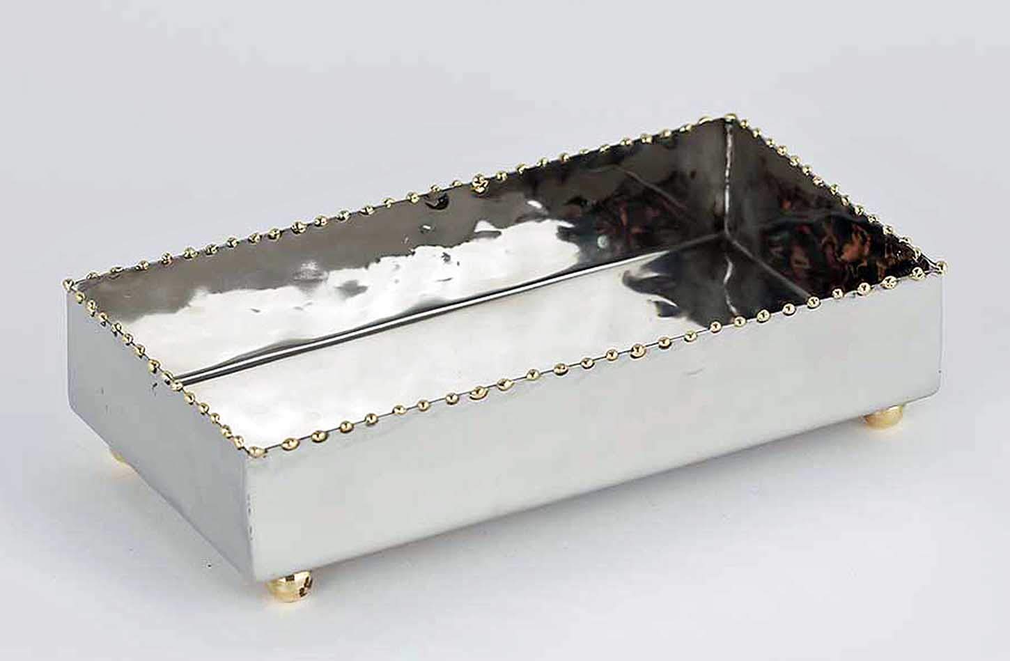 Brighton Decorative Beaded Edge Stainless Steel Bathroom Tray - Elegant Paper Guest Towel Holder for Powder Rooms & Guest Bathrooms