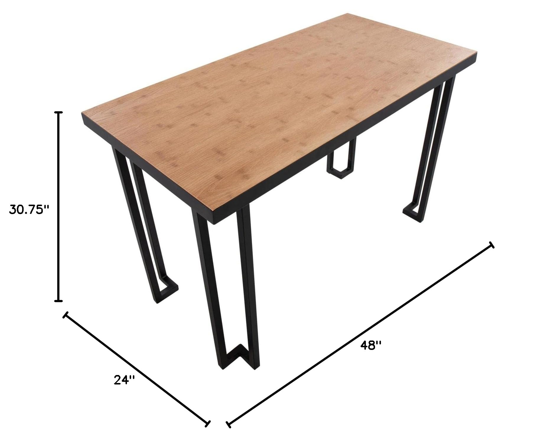 LumiSource Roman Natural Wood Desk - Modern Home Office & Computer Desk in Black | Small Contemporary Desk for Bedroom, Gaming & Workspace | Perfect for Remote Work, Study & Small Spaces
