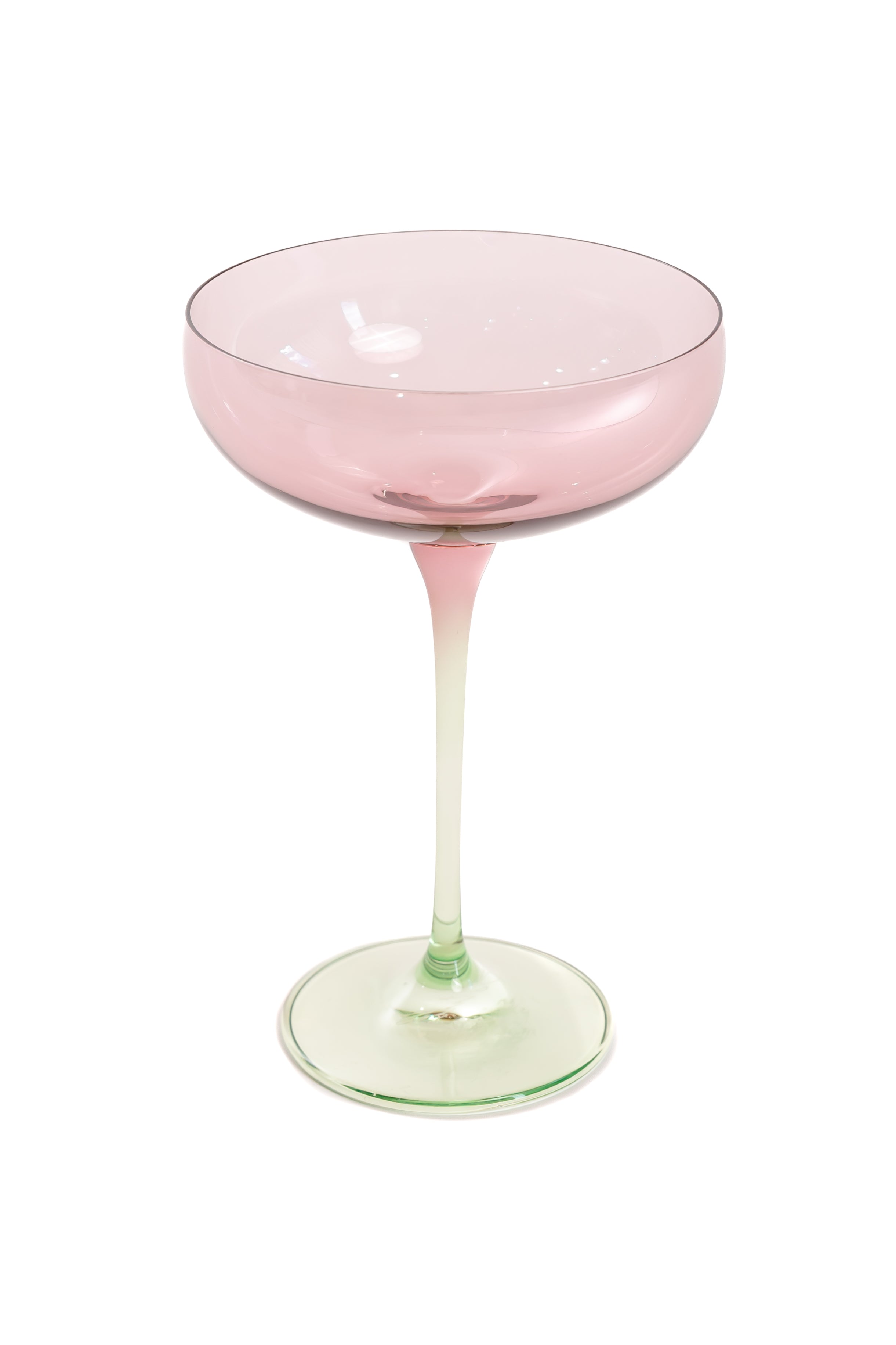 Estelle Colored Champagne Coupe Glasses Set of 2 - Rose & Mint Green Colorblock - Perfect for Wedding Toasts, Bridal Showers & Elegant Cocktail Parties