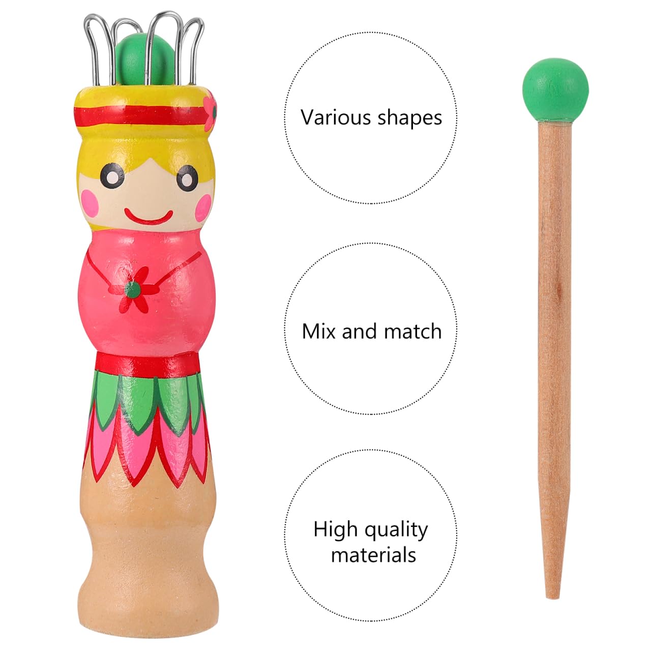 Wooden French Knitter Spool with Needle - Handmade Knitting Tool for Yarn Crafts, DIY Doll Making & Creative Projects - Perfect for Beginners & Knitting Enthusiasts