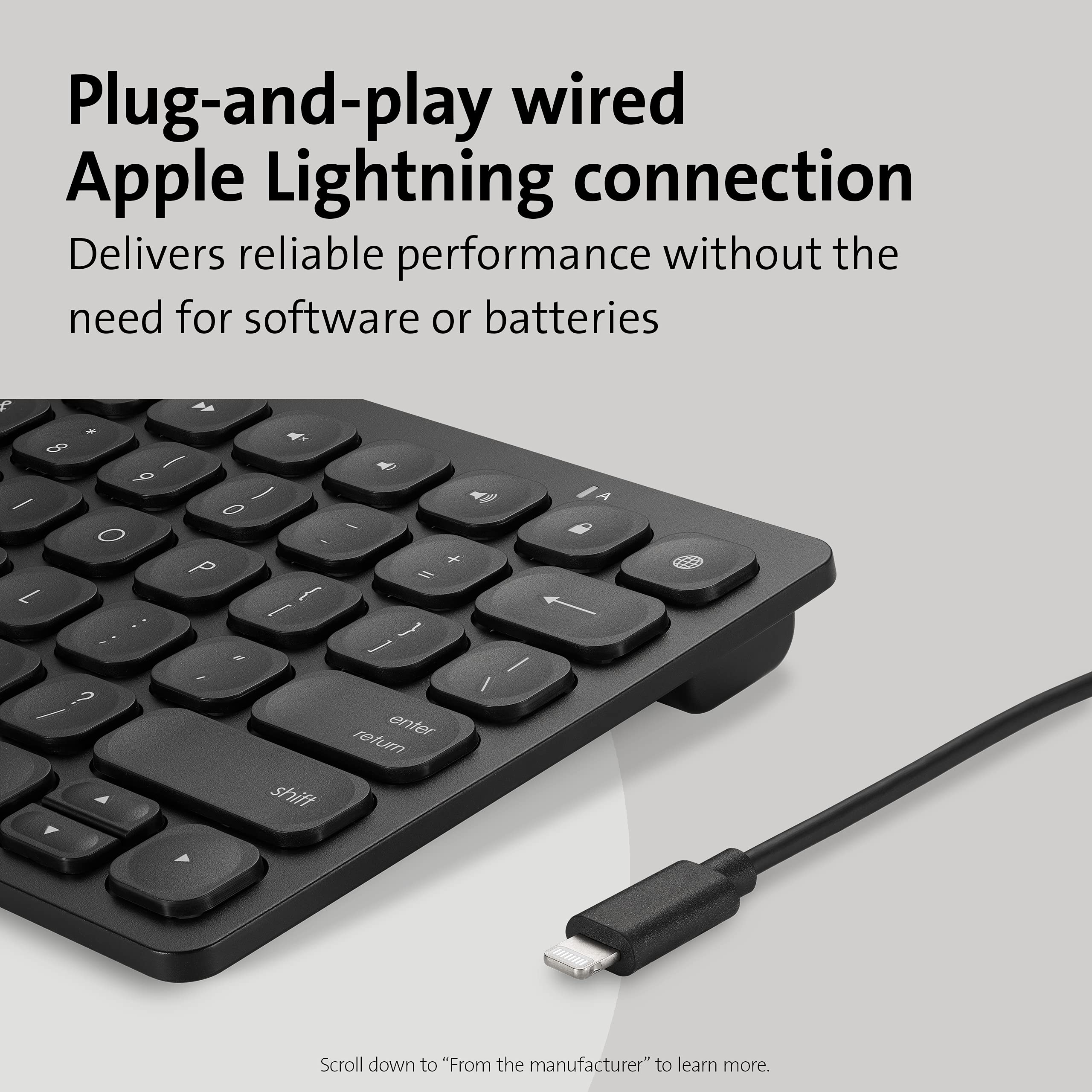 Kensington K75505US Compact Bluetooth Keyboard for iPad with Lightning Connector - Slim & Portable Black Keyboard for Typing, Work, and Travel