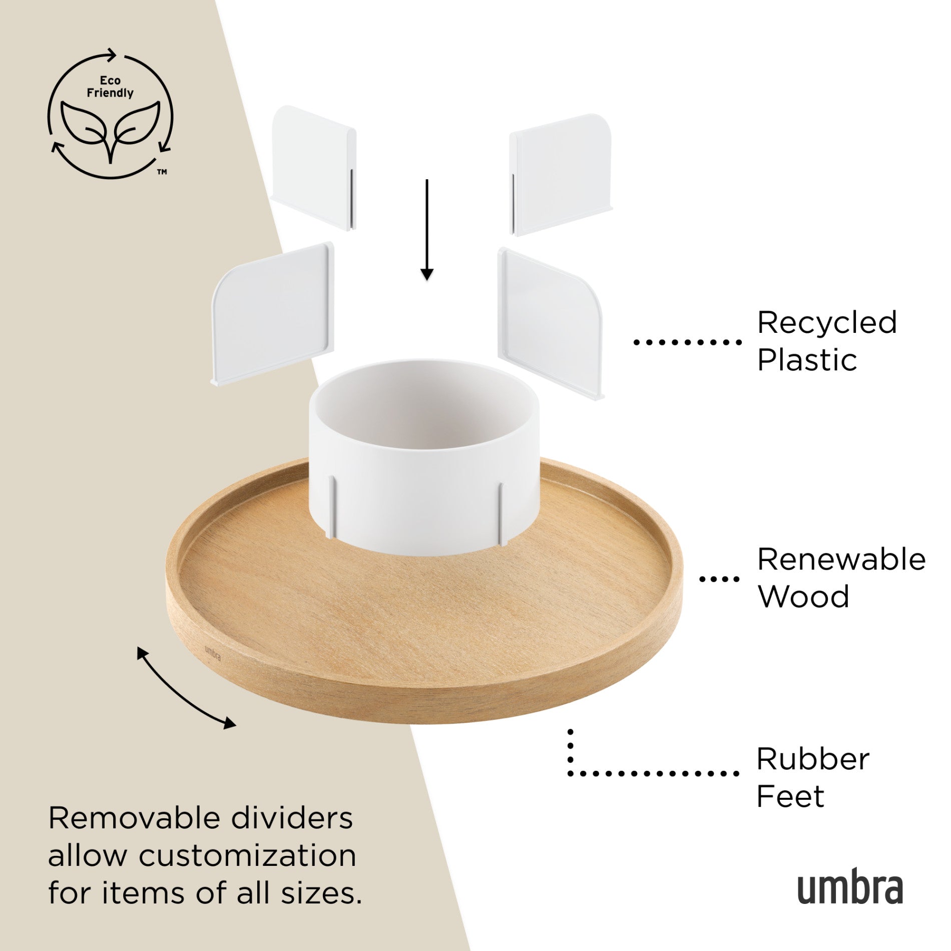 Bellwood Lazy Susan Turntable - 12 Inch Round Rotating Tray for Kitchen, Dining Table, Spice Organization - Perfect for Serving Food, Organizing Condiments & Decorating