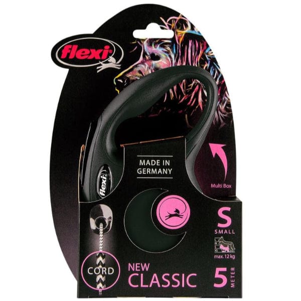 Flexi New Classic Retractable Dog Leash - 16ft Extendable Pet Lead with Comfort Grip Handle for Walking, Running & Outdoor Adventures (Black)