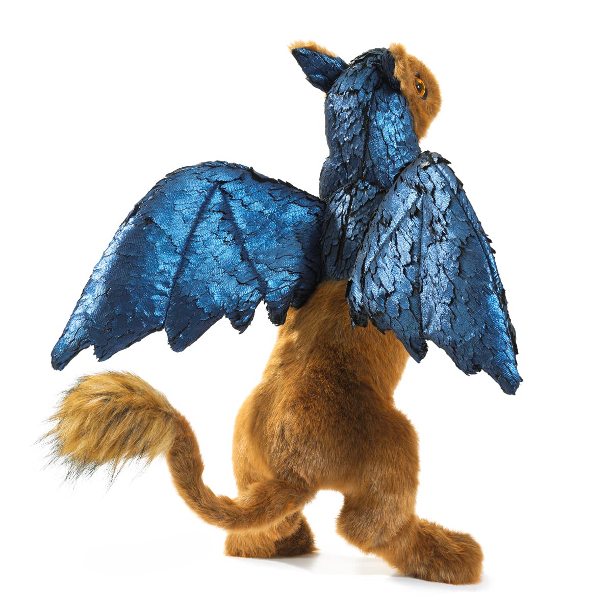 Folkmanis Griffin Hand Puppet - Beige, Blue, Black | Realistic Animal Puppet for Storytelling, Education & Playtime | Perfect for Kids, Teachers & Puppet Shows