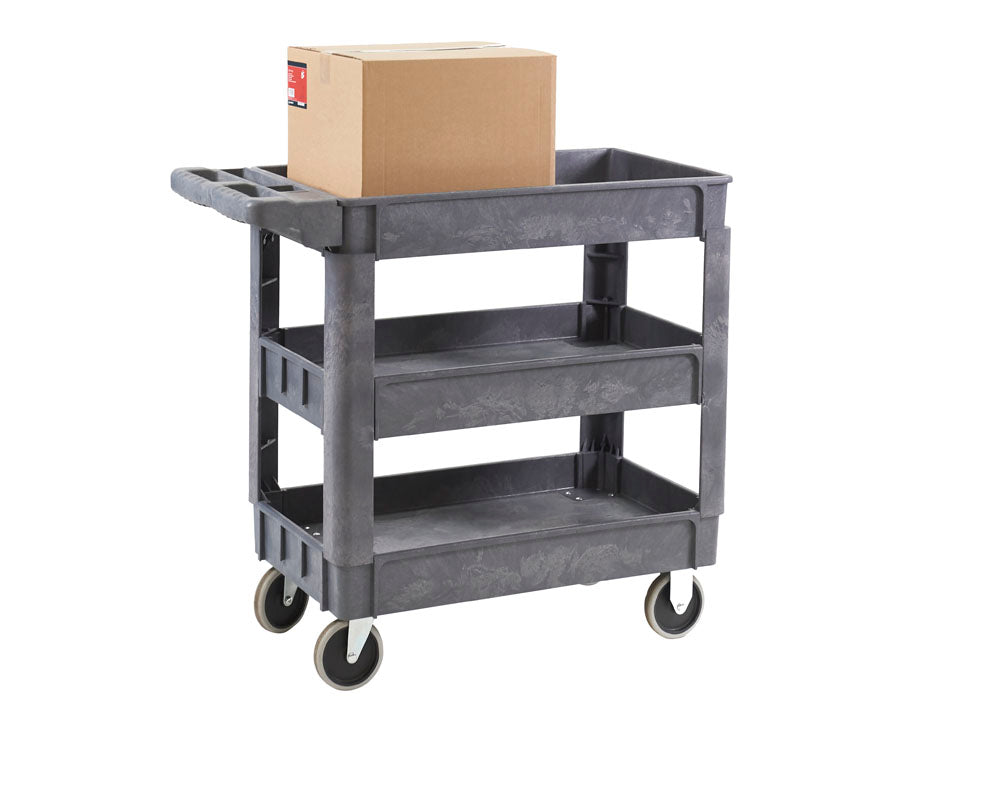Durable Plastic Service Trolley Cart - Heavy Duty Utility Cart for Restaurant, Hotel & Commercial Use - Perfect for Food Service, Housekeeping & Retail Applications