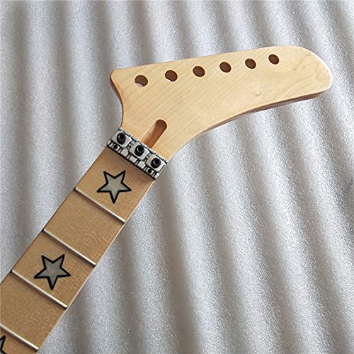 YAFEN Maple Electric Guitar Neck - 22 Frets, 25.5 Inch Scale with Star Inlay & Banana Headstock - Perfect for DIY Guitar Building and Replacement Parts