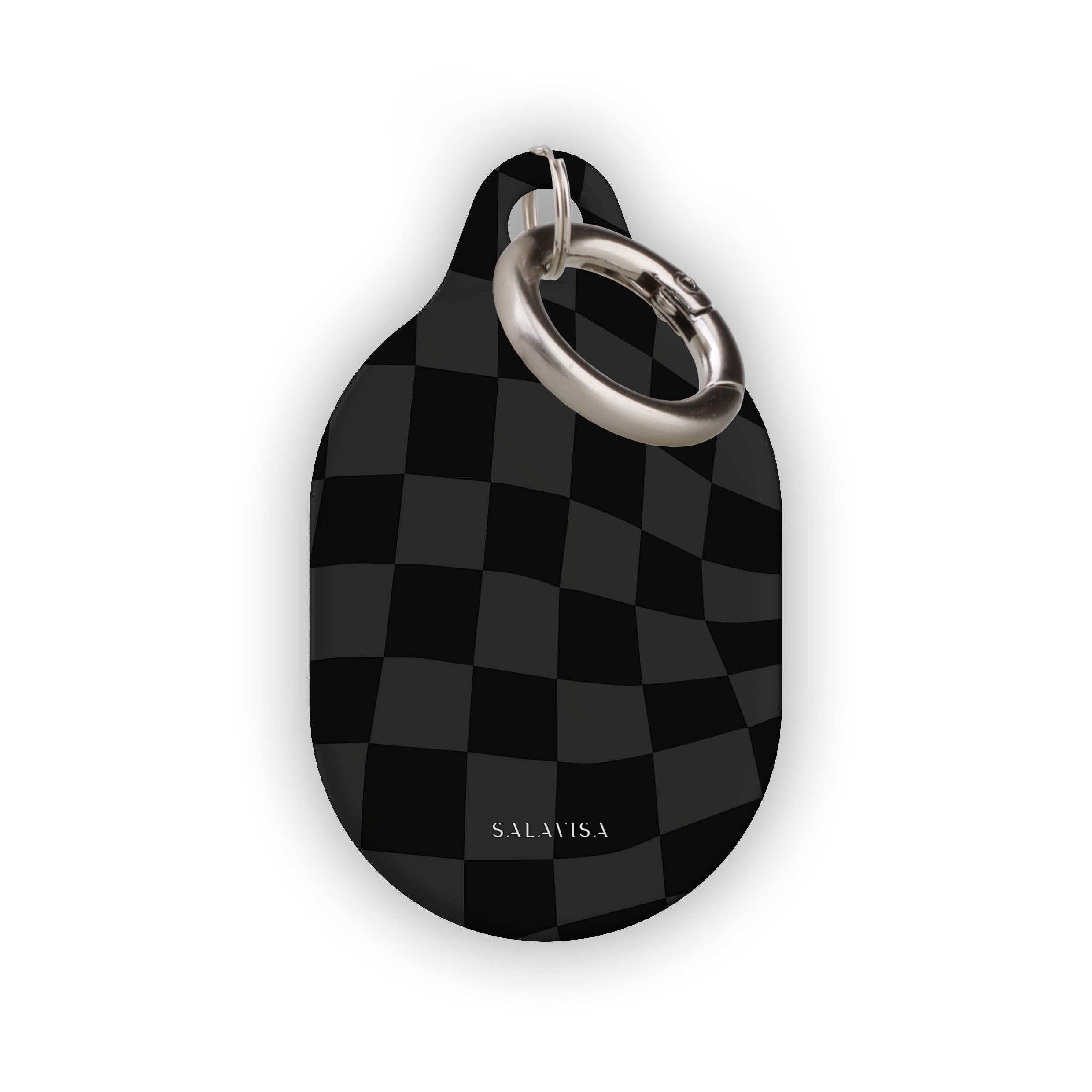 Black Wave Checkered AirTag Holder - Sleek & Durable Keychain for Apple AirTag - Perfect for Keys, Wallets, Backpacks & Luggage Tracking