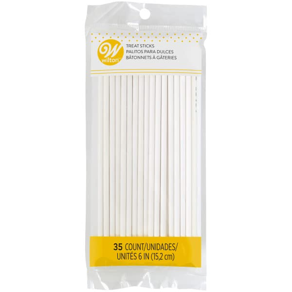 Wilton Candy Melts Treat 6 Inch Lollipop Sticks - 35 Count | Perfect for Cake Pops, Chocolate Dipping & Candy Making | Bulk Baking Supplies for Parties & DIY Desserts