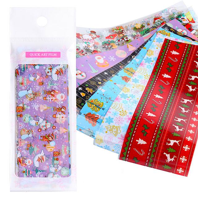 Christmas Cartoon Nail Art Foils - 10pcs Holiday Nail Decals for DIY Manicure, Perfect for Christmas Parties & Gift Giving